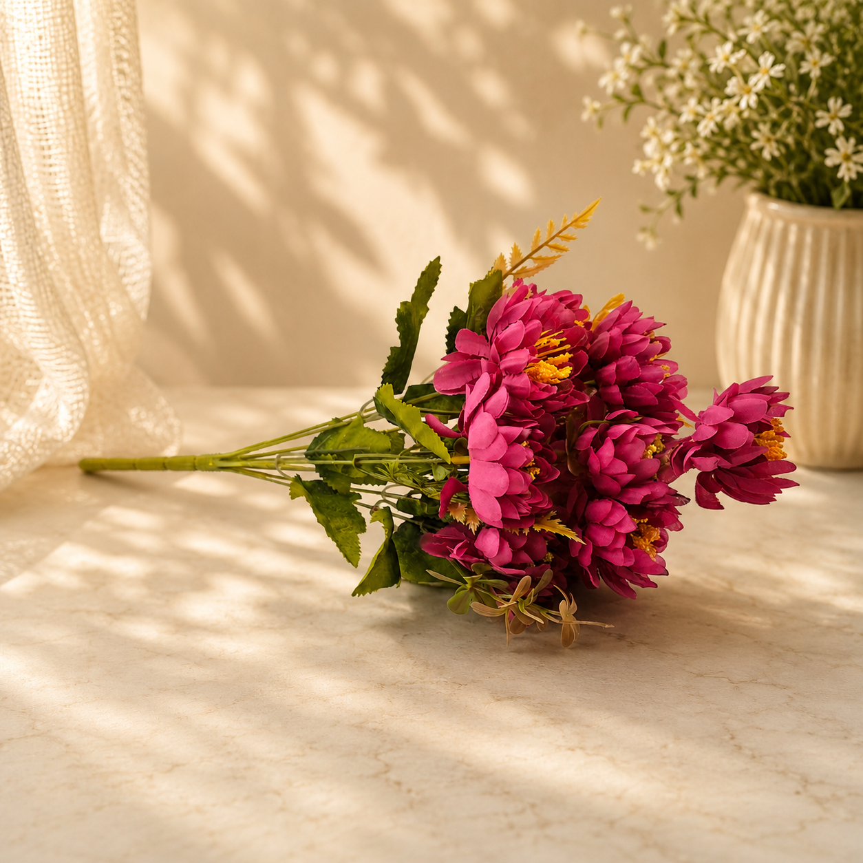 Artificial Small Pack of 2 Peony Flower Bunch for Home Décor – Purple