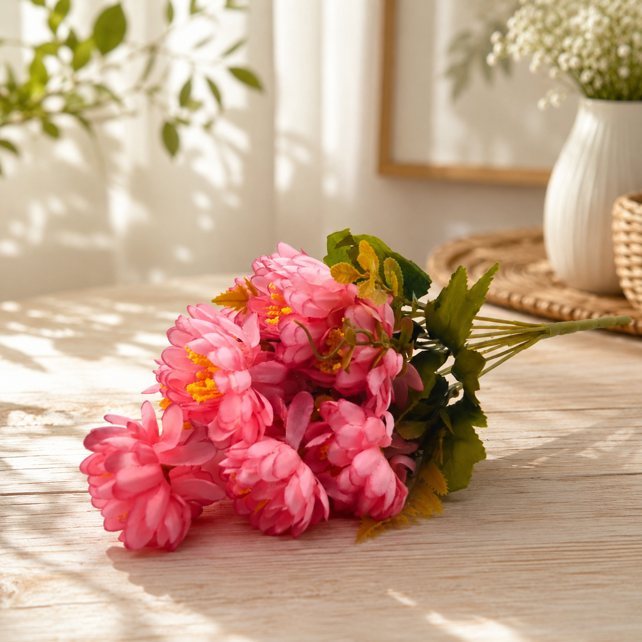 Artificial Small Peony Flower Bunch for Home Décor – Light Pink