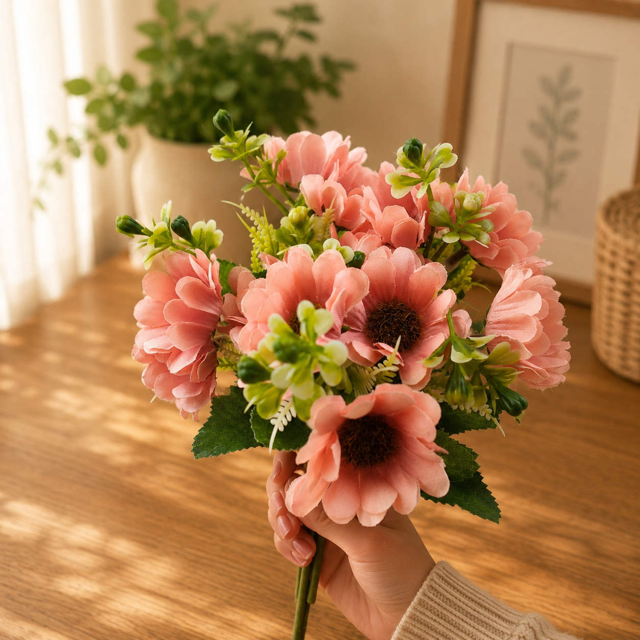 Artificial Small Daisy Flower Bunch for Home Décor-Pink