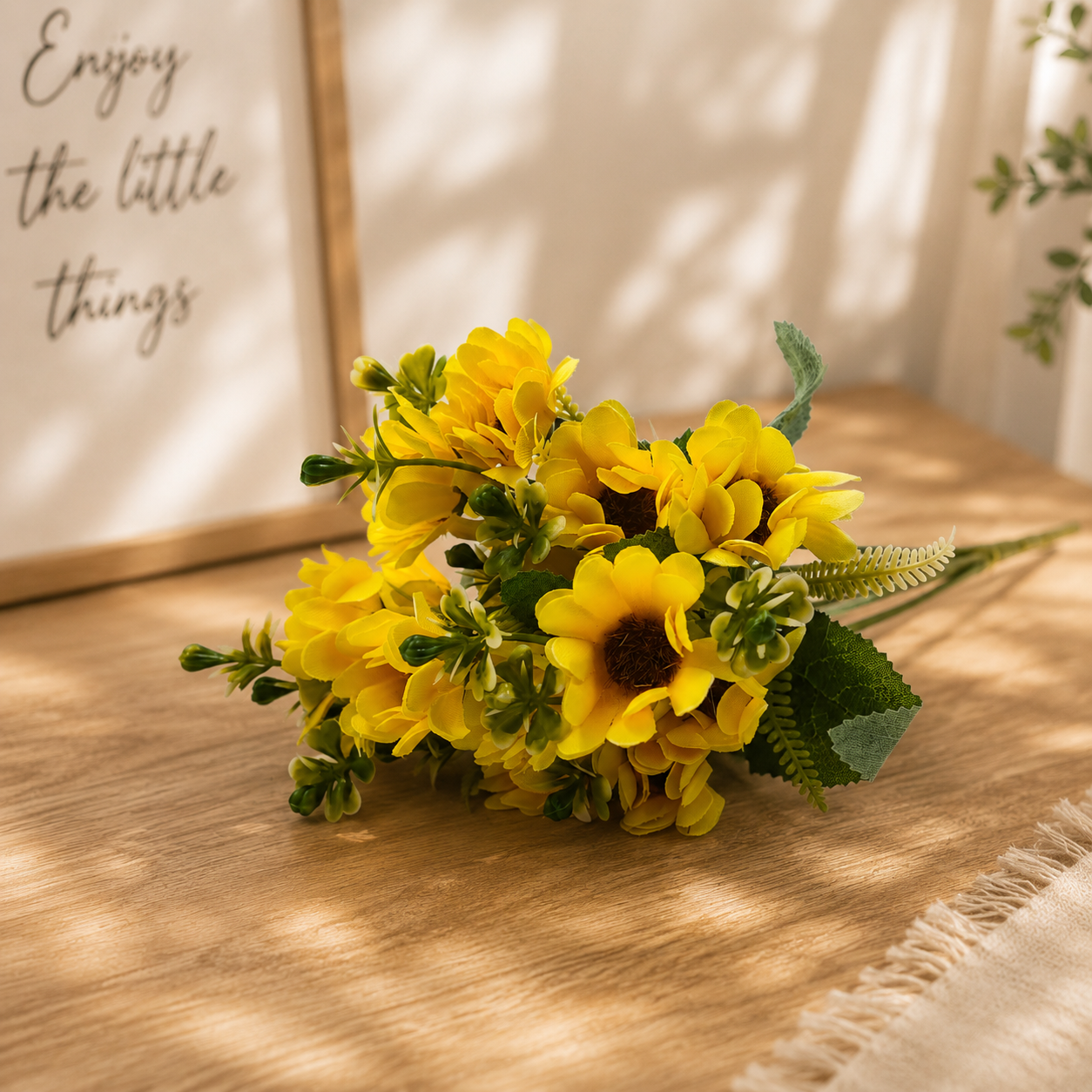 Artificial Pack of 2 Daisy Flower Bunch for Home Décor-Yellow