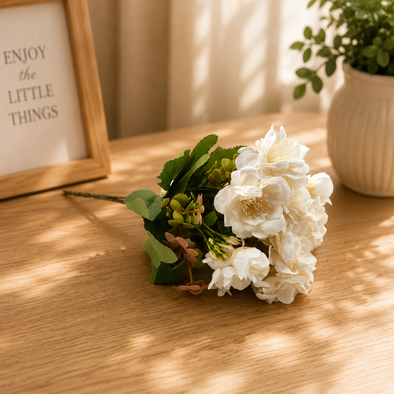 Bella N Bloom Artificial Ivory White Flower Bunch for Home Décor, Vase Arrangement & Table Styling