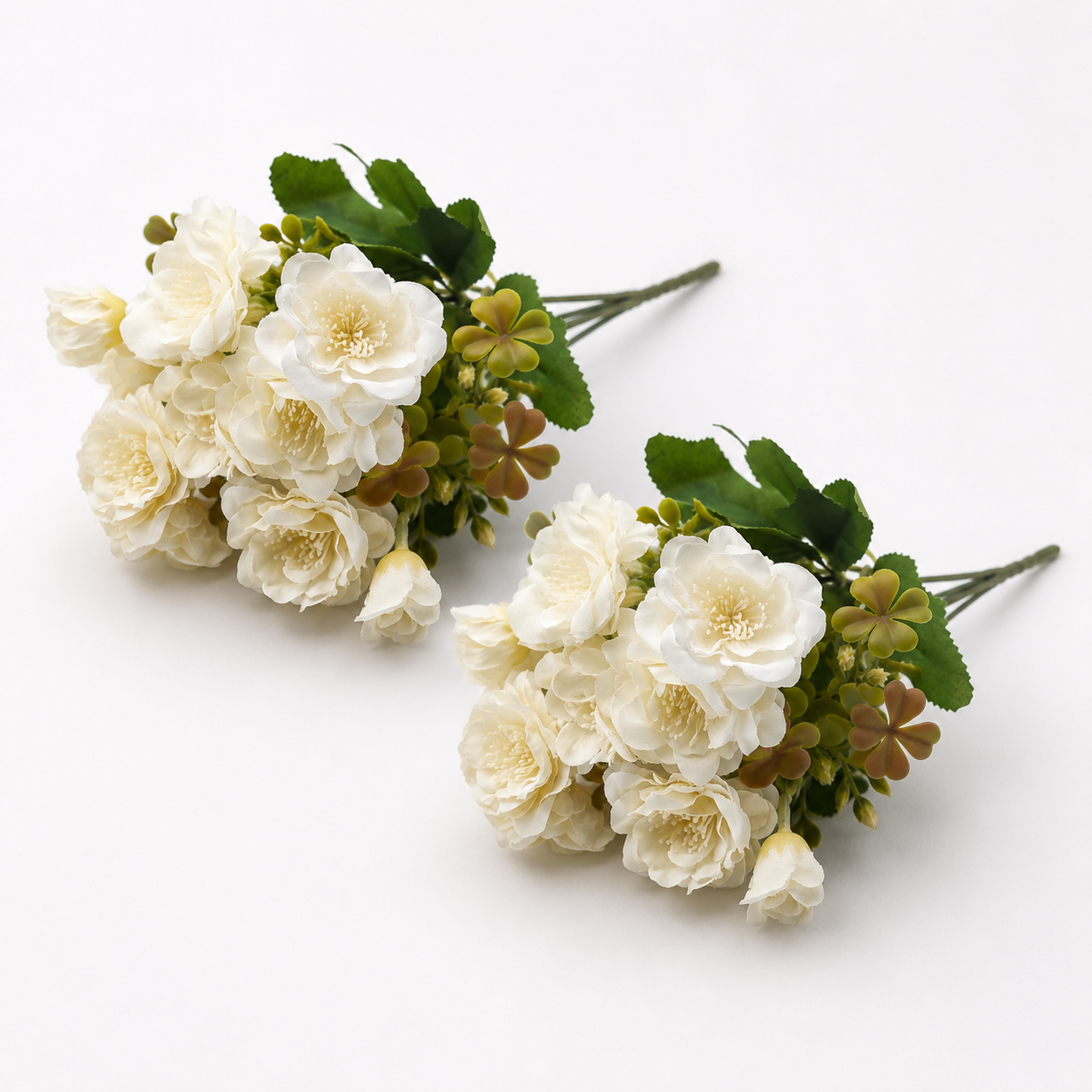 Artificial White Flower Bunch Pack of 2 for Home Décor, Vase Arrangement & Table Styling