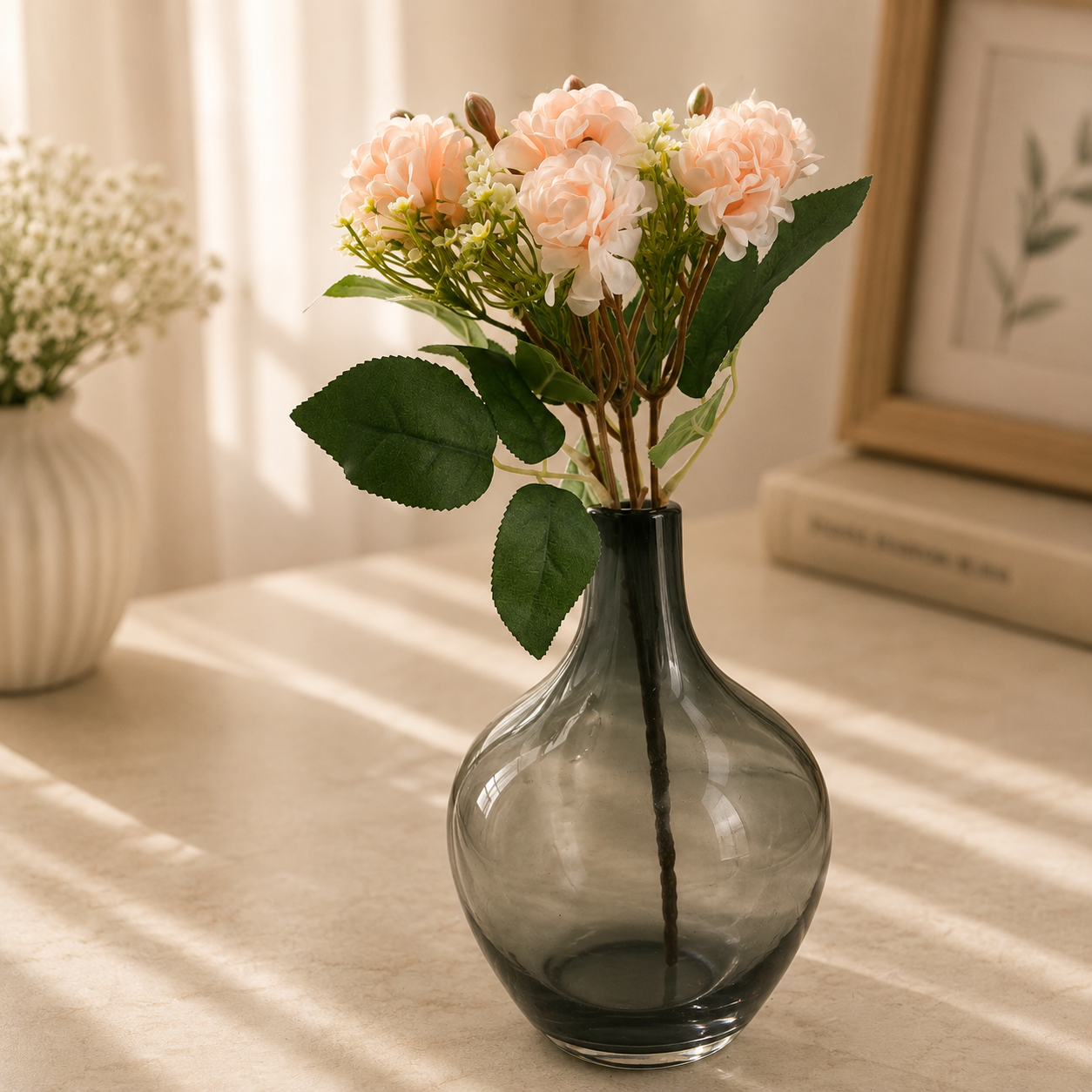 Artificial Vintage Pattern Flower Bunch for Home Décor – White
