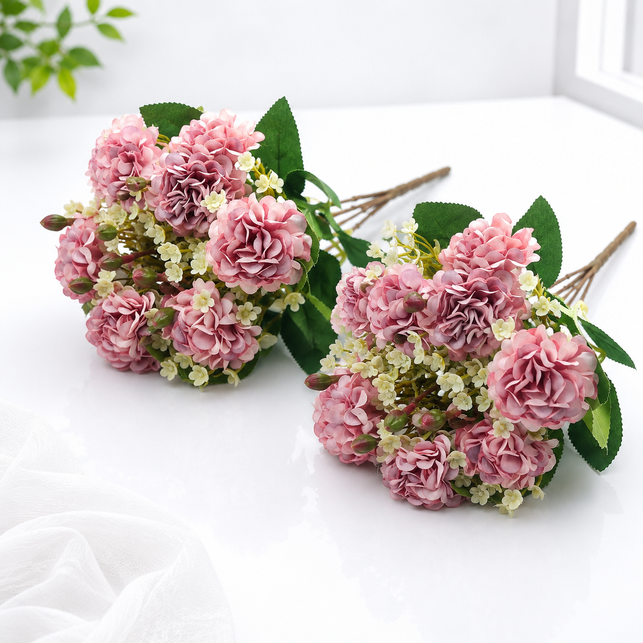 Artificial Vintage Pattern (Pack of 2) Flower Bunch for Home Décor-Lavender