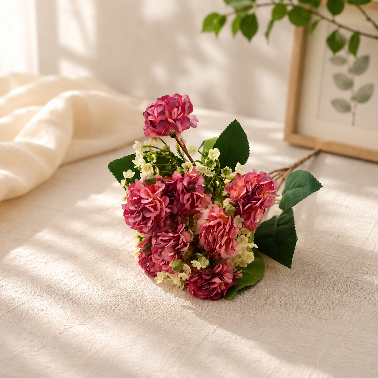 Artificial Vintage Pattern (Pack of 2) Flower Bunch for Home Décor-Purple