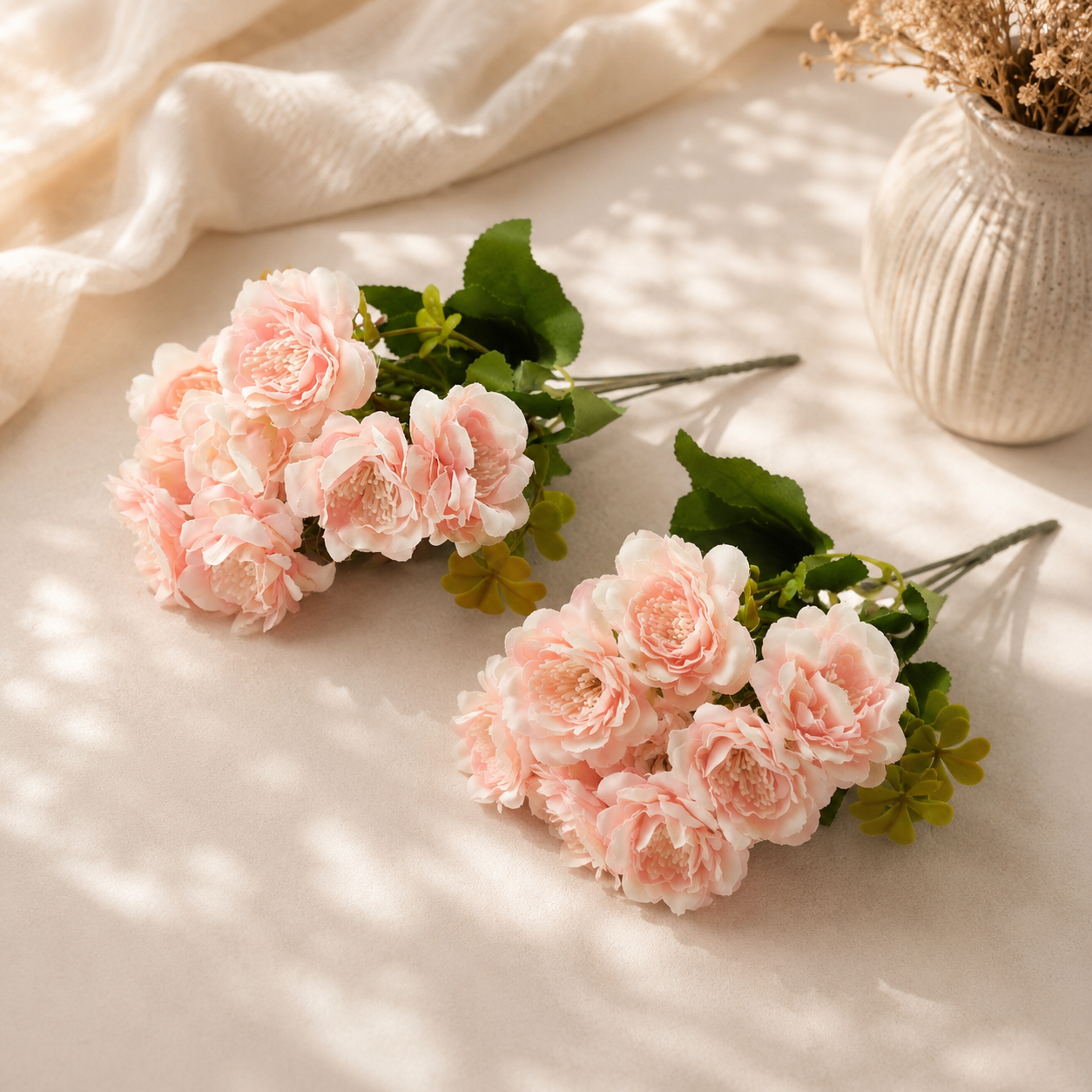 Artificial Baby Pink Flower Bunch Pack of 2 for Home Décor
