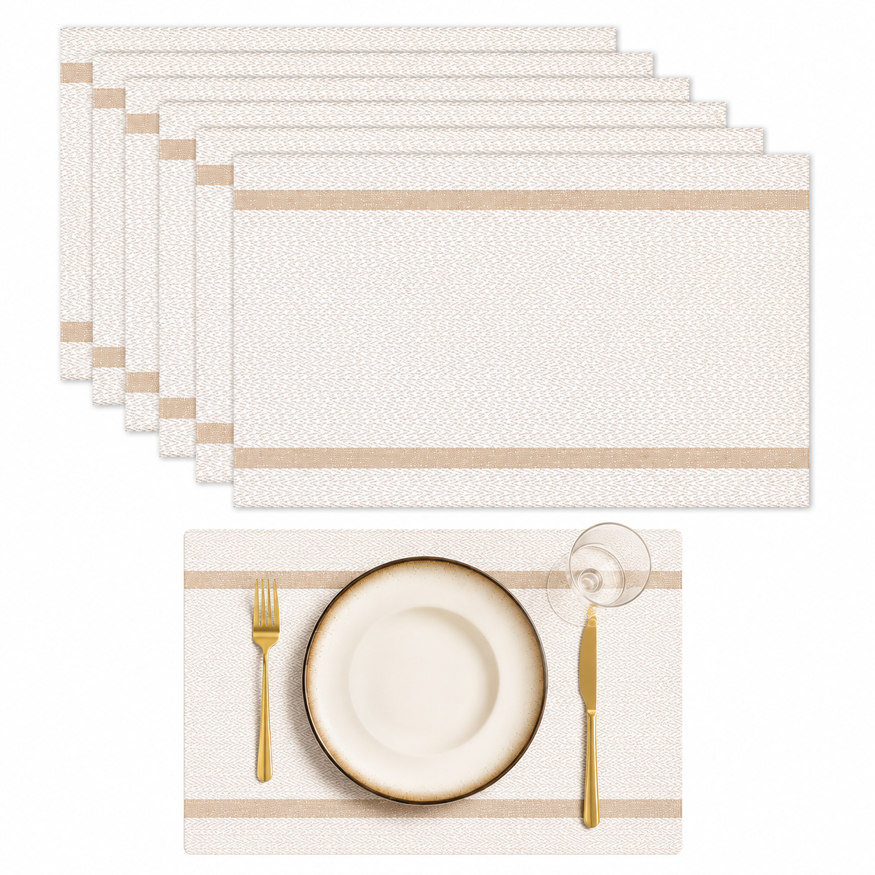 Bella N Bloom 6 Pcs PVC Table Mats Set – Heat Resistant, Washable, Non-Slip Dining Placemats (45 × 30 cm)