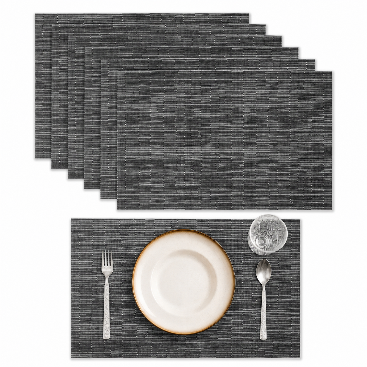 Bella N Bloom 6 Pcs PVC Table Mats Set – Heat Resistant, Washable, Non-Slip Dining Placemats (45 × 30 cm)