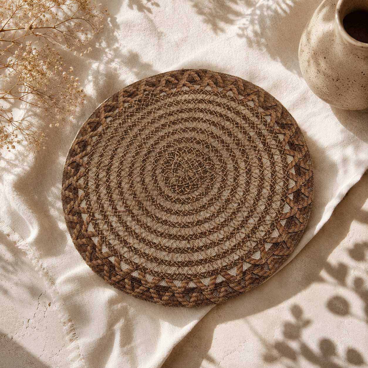 Bella N Bloom Round Textured Table Mat 40 cm PVC Woven Placemat