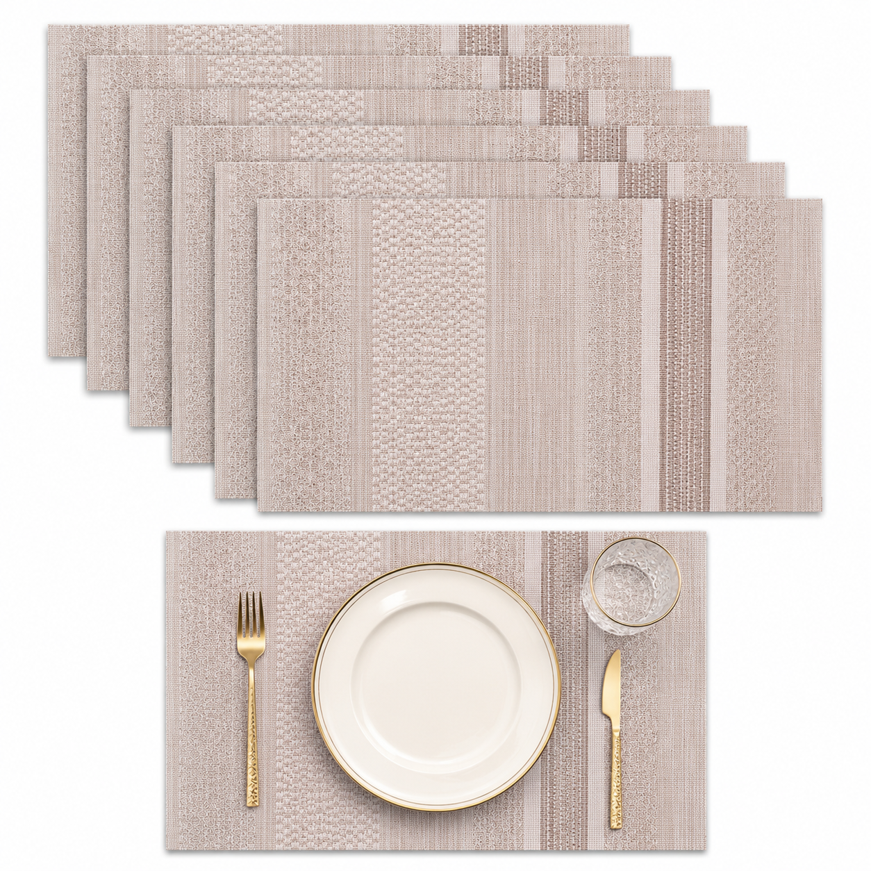 Bella N Bloom Premium Textured 6-Piece PVC Table Mats Set