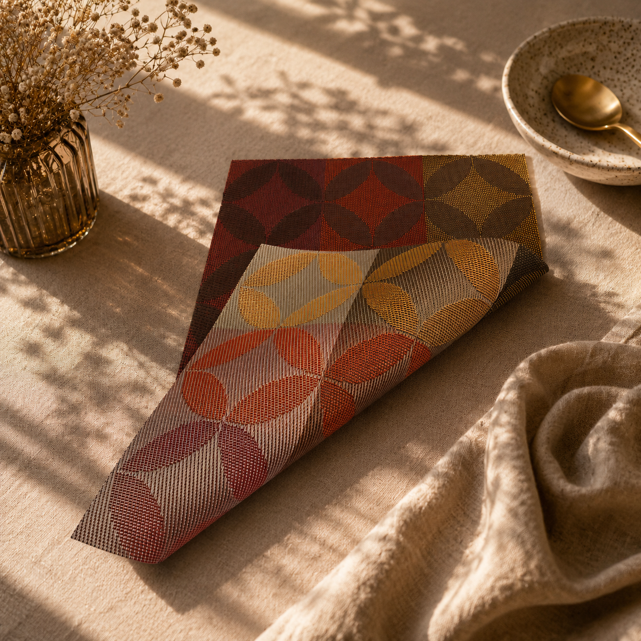 6 Pcs Dining Table Mats Set – Heat Resistant PVC Placemats (45 × 30 cm) for Dining Table, Washable & Non-Slip Table Mats