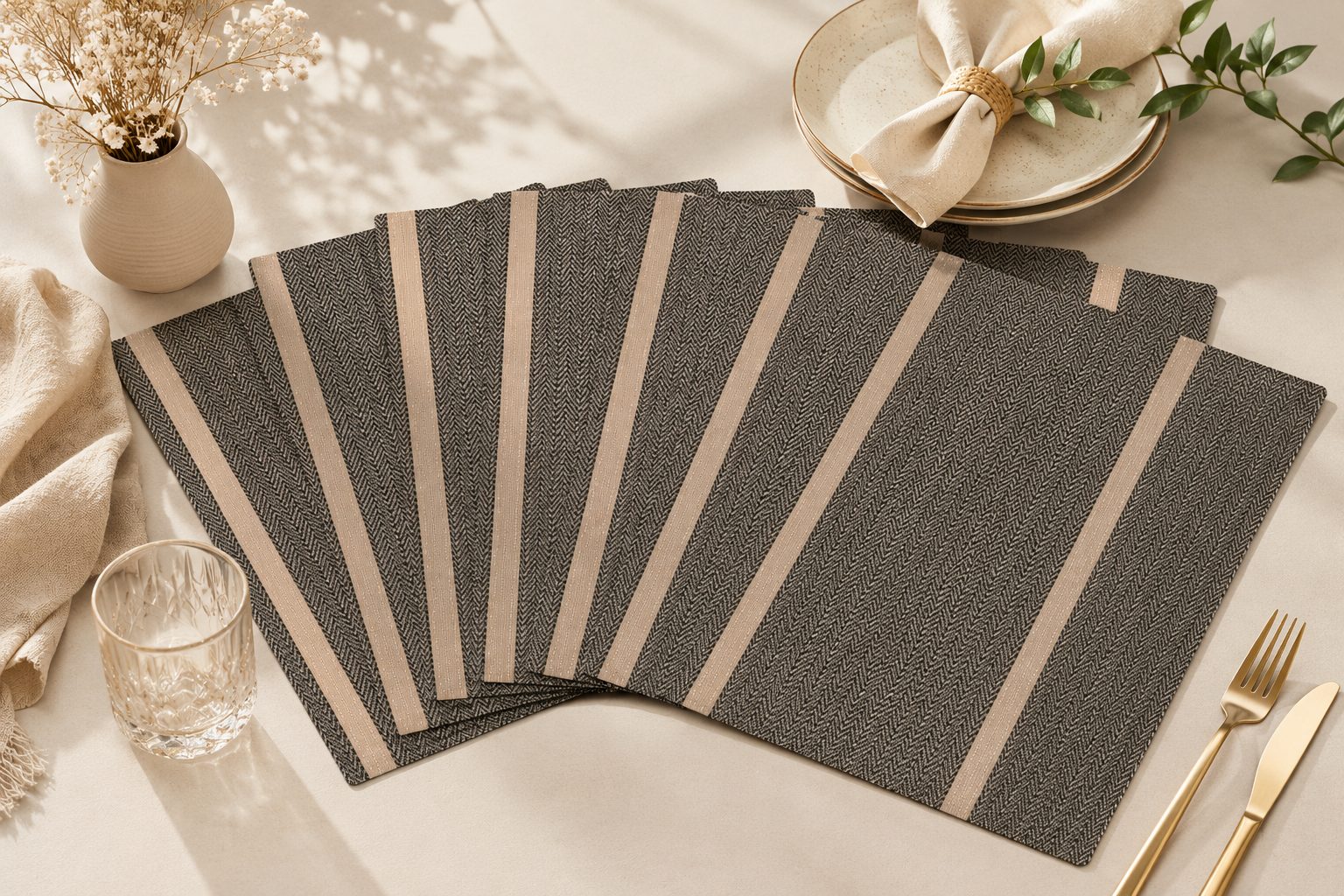 Bella N Bloom 6 Pcs PVC Table Mats Set – Heat Resistant, Washable, Non-Slip Dining Placemats (45 × 30 cm)