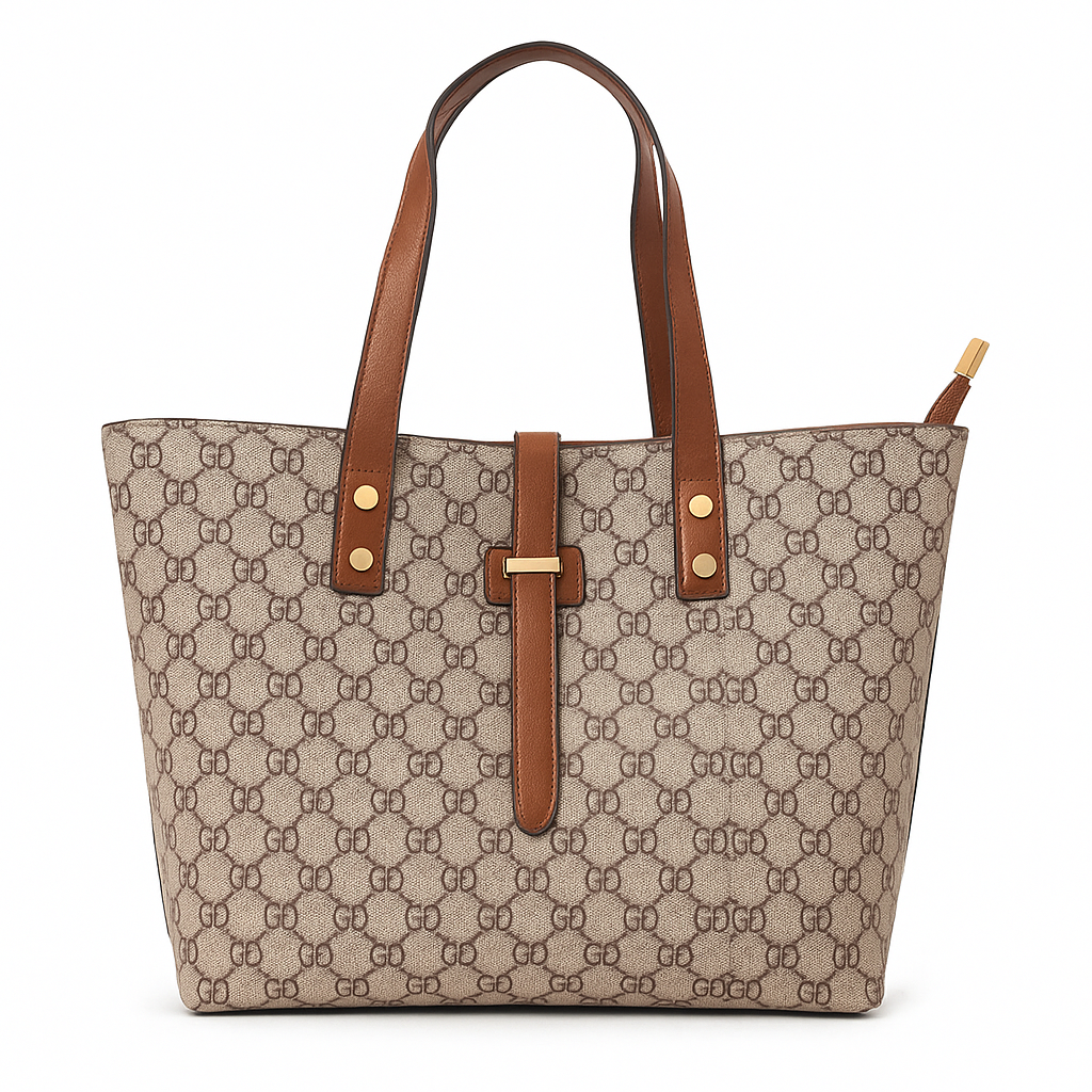 Women’s Luxury Monogram Tote Handbag – Designer-Inspired PU Leather Edition