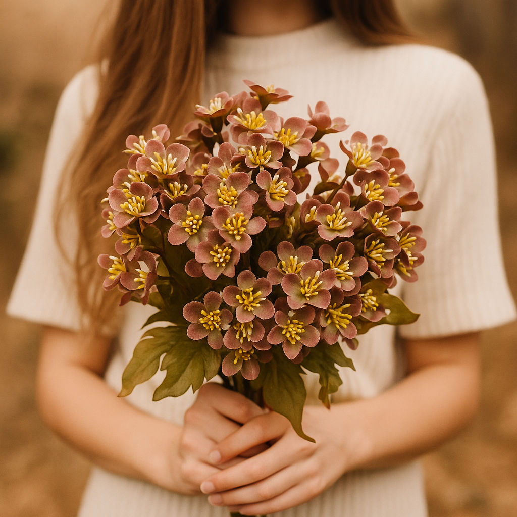 Artificial Brown Cherry Blossom Flower Bunch