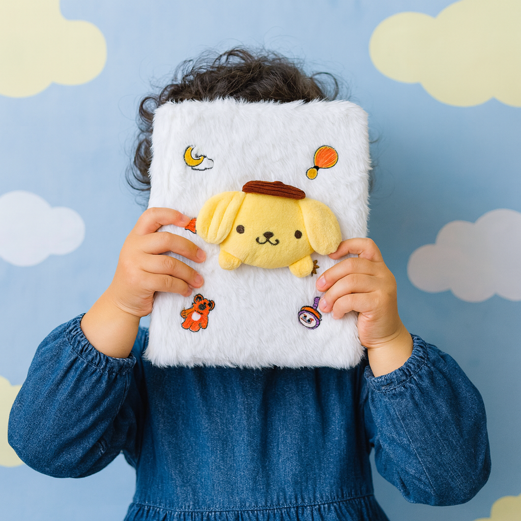 Plush Puppy-Themed Furry Diary – White