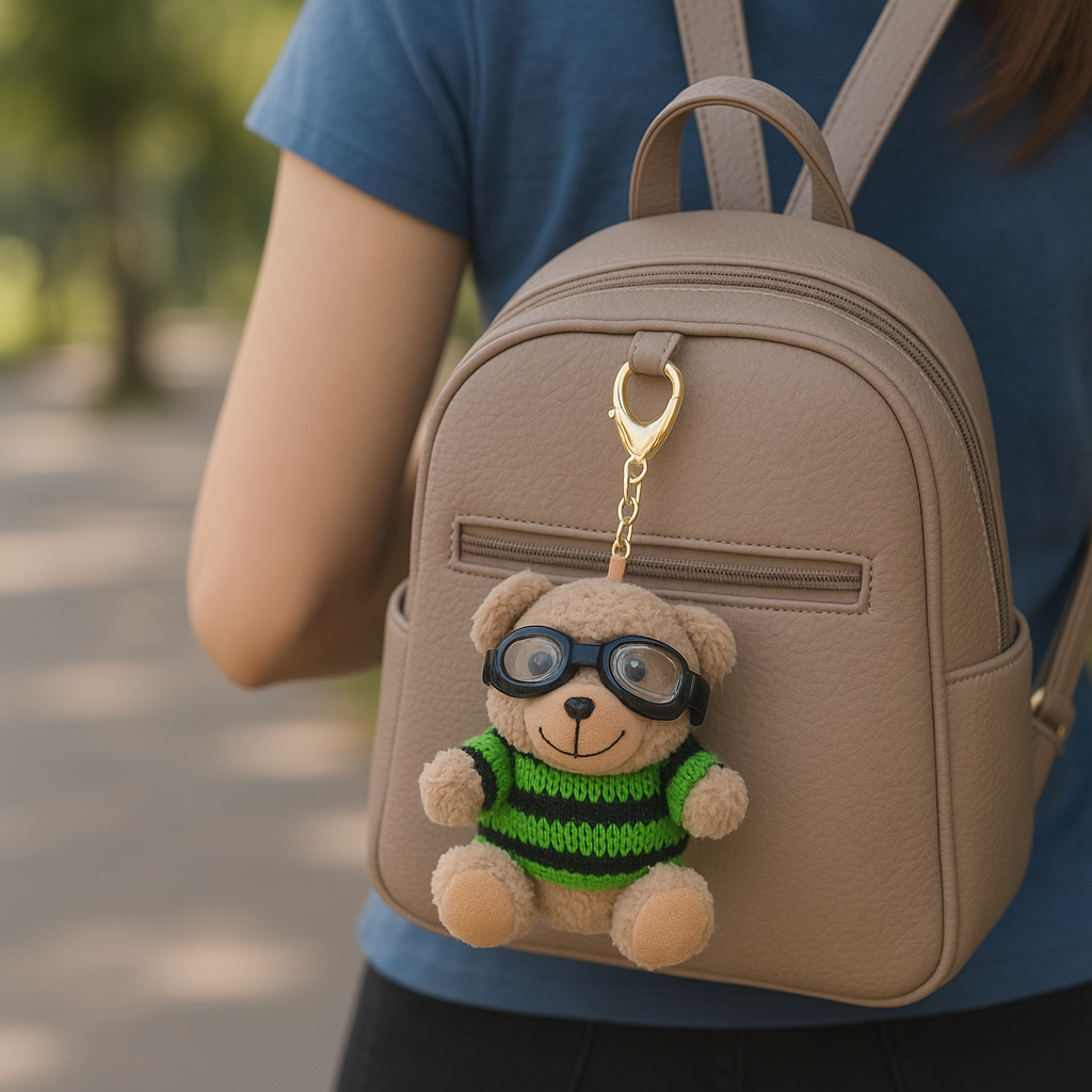 Sunglasses Teddy Keychain (Green Sweater)