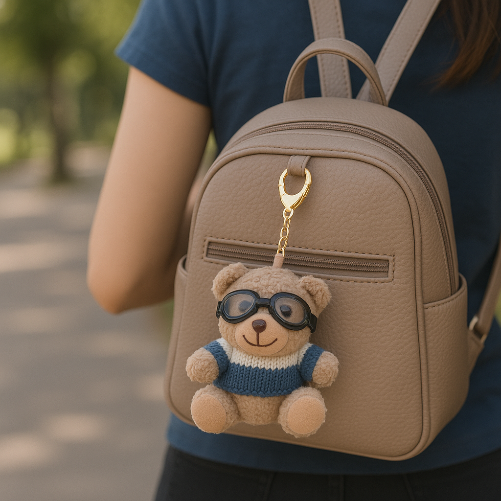 Sunglasses Teddy Keychain (Light Blue)