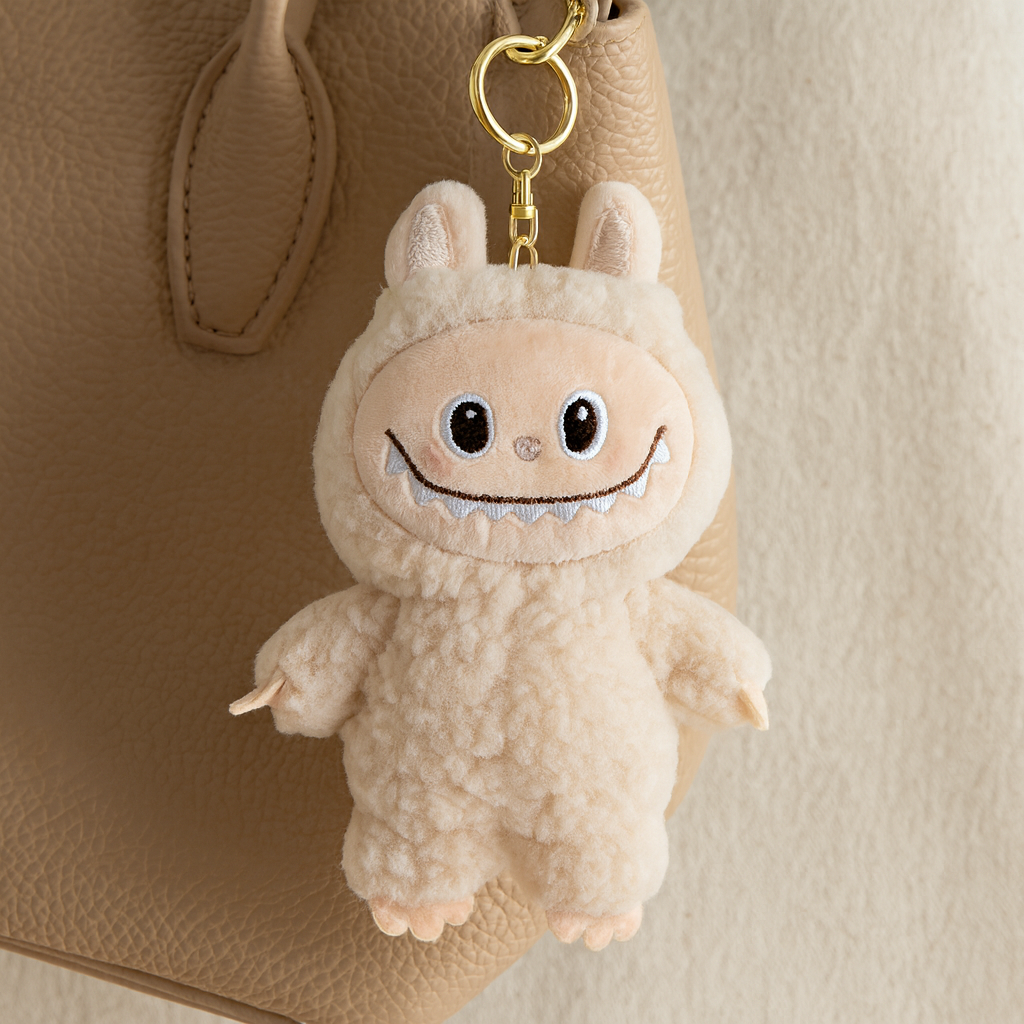 Labubu Teddy Keychain (Beige)