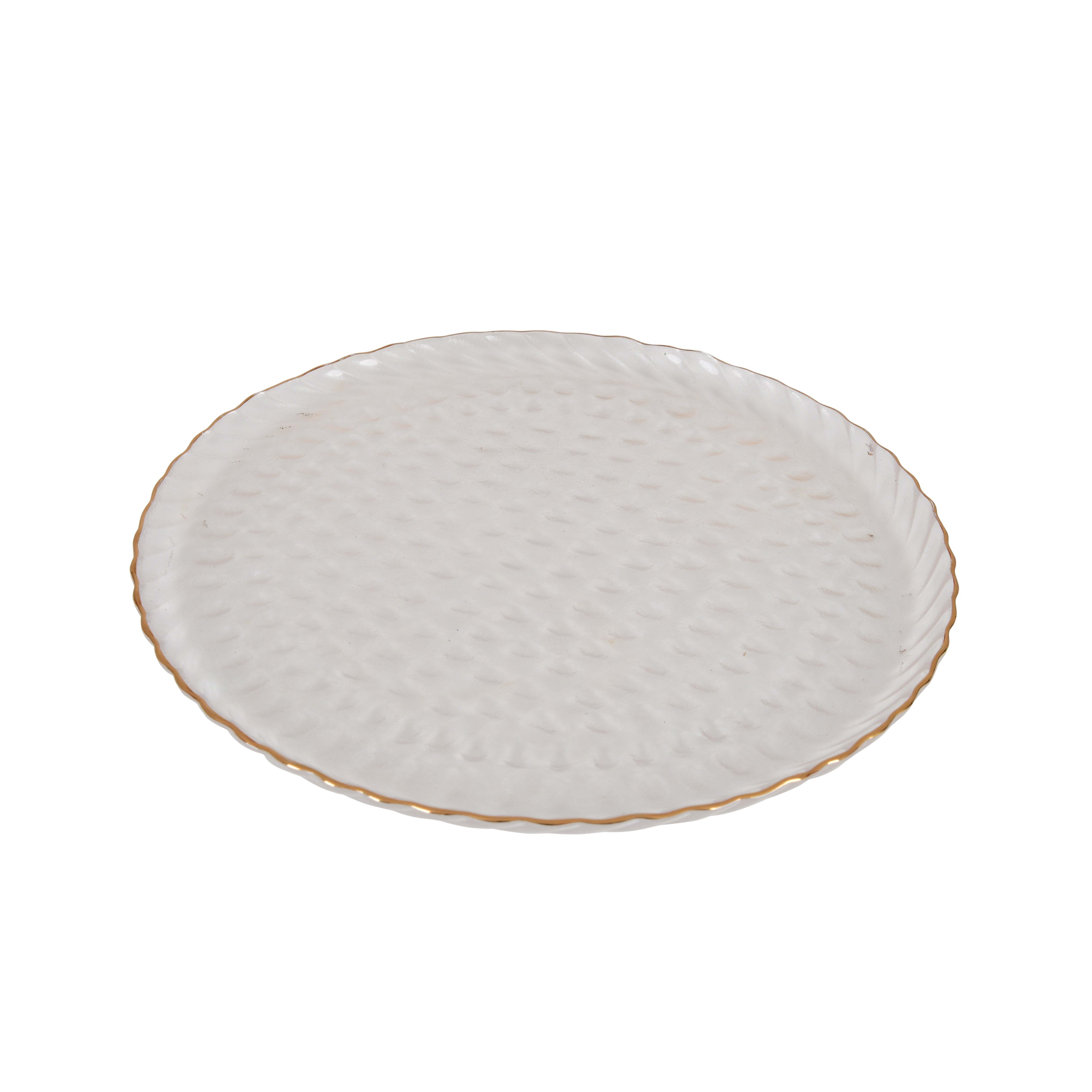 Round Textured Glass Plate Set with Golden Rim set of 2