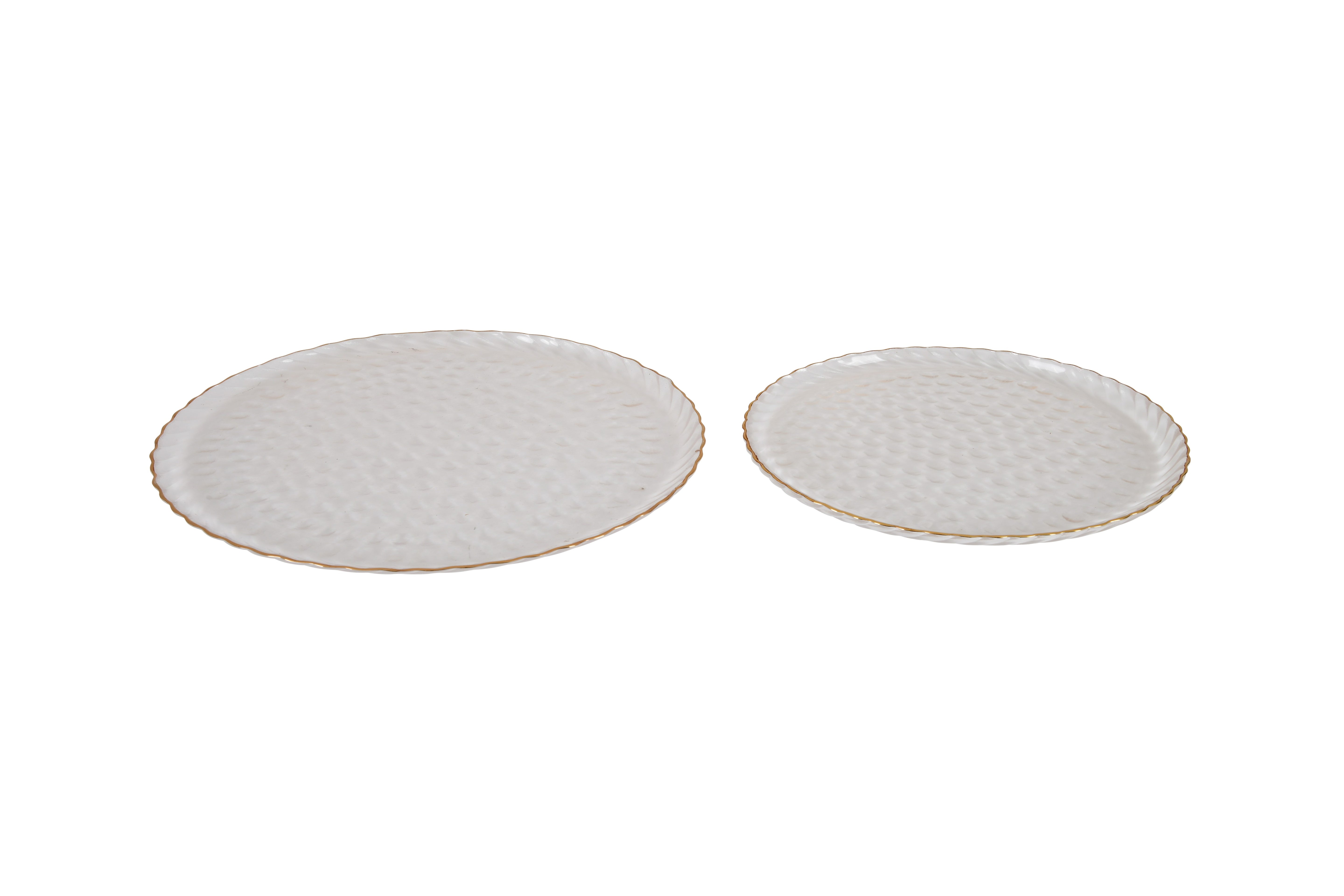 Round Textured Glass Plate Set with Golden Rim set of 2