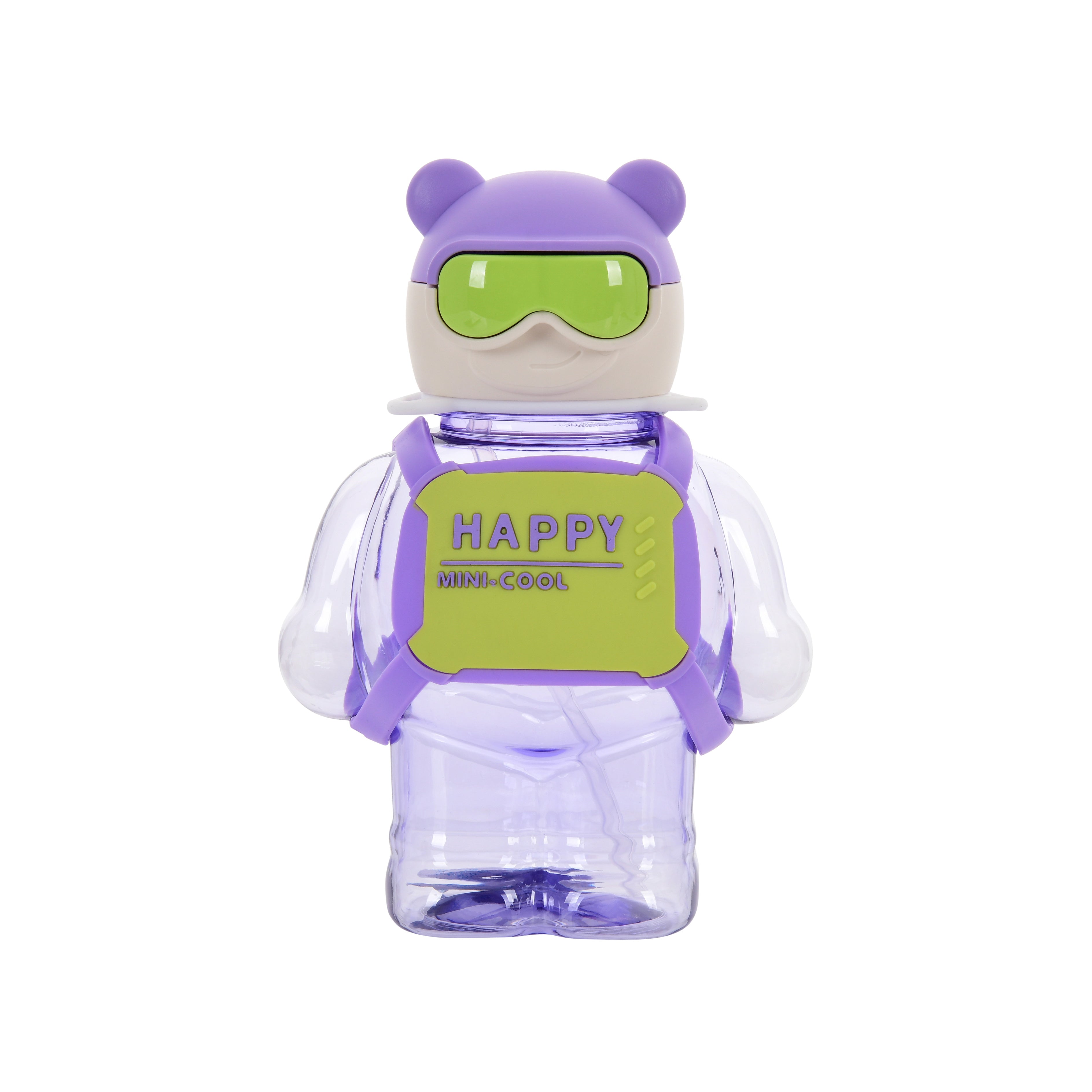 Happy Teddy Water Bottle- 450ml (Purple)