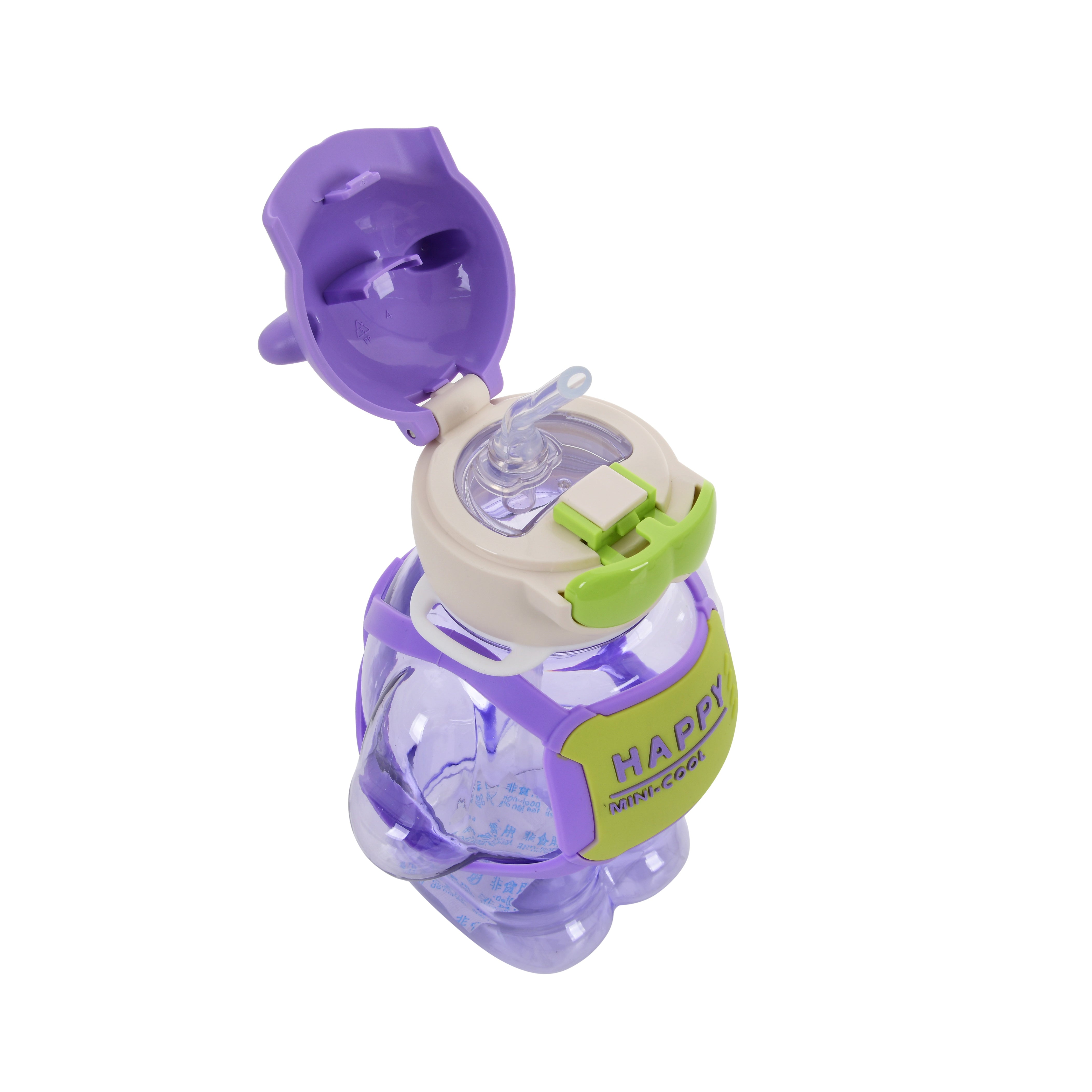 Happy Teddy Water Bottle- 450ml (Purple)