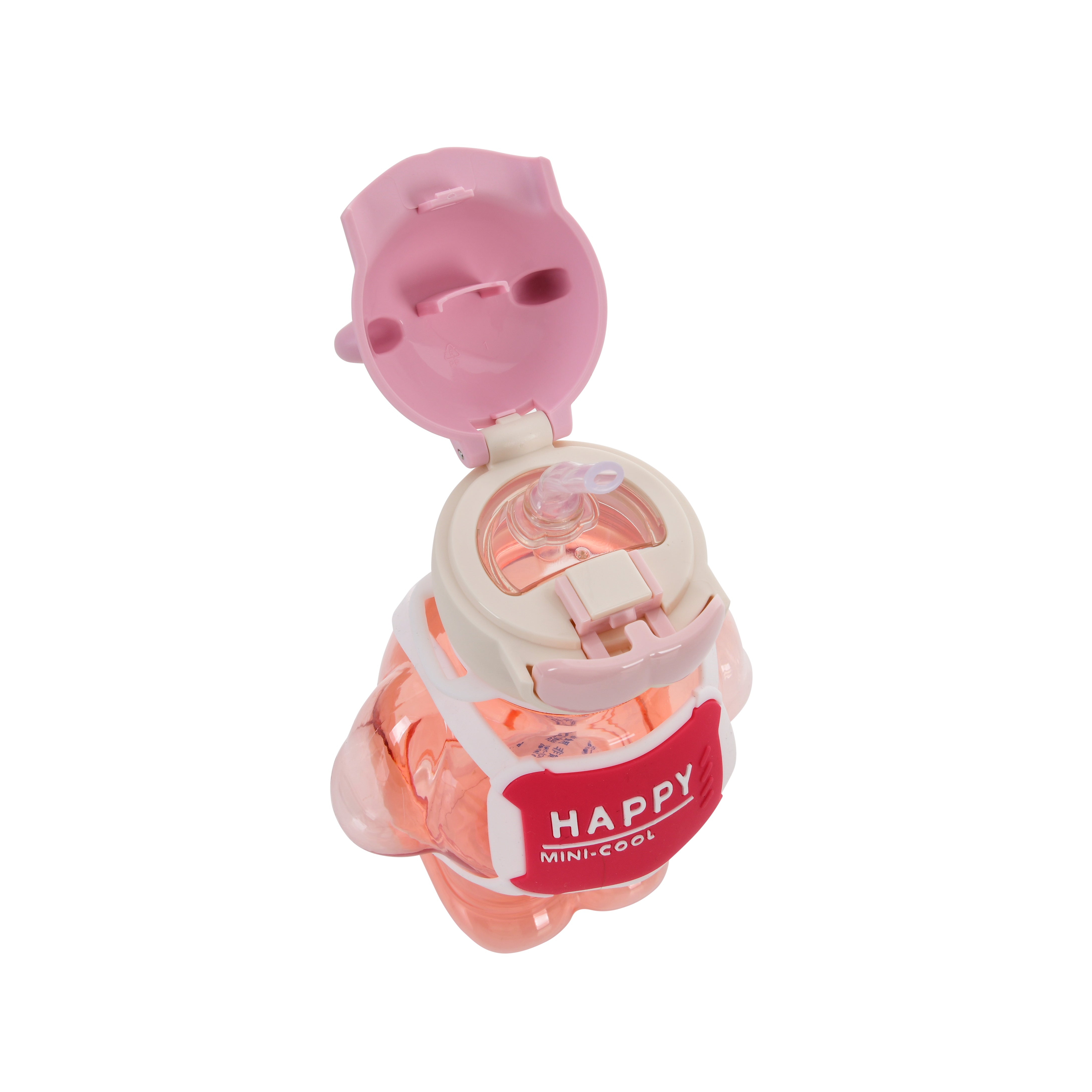 Happy Teddy Water Bottle- 450ml (Pink)