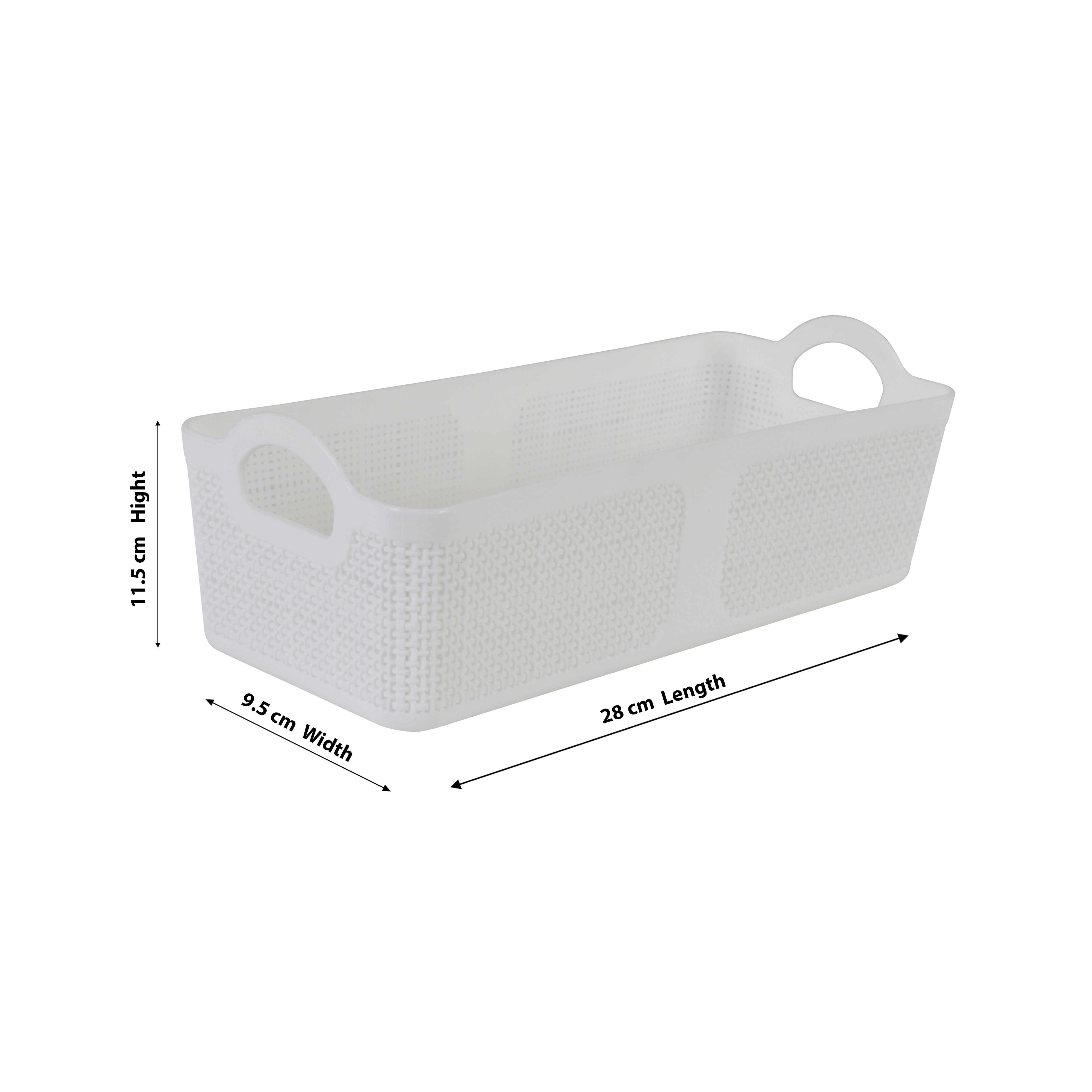 Premium Multi-Purpose Rectangular Woven Storage Basket Set with Handles (White)