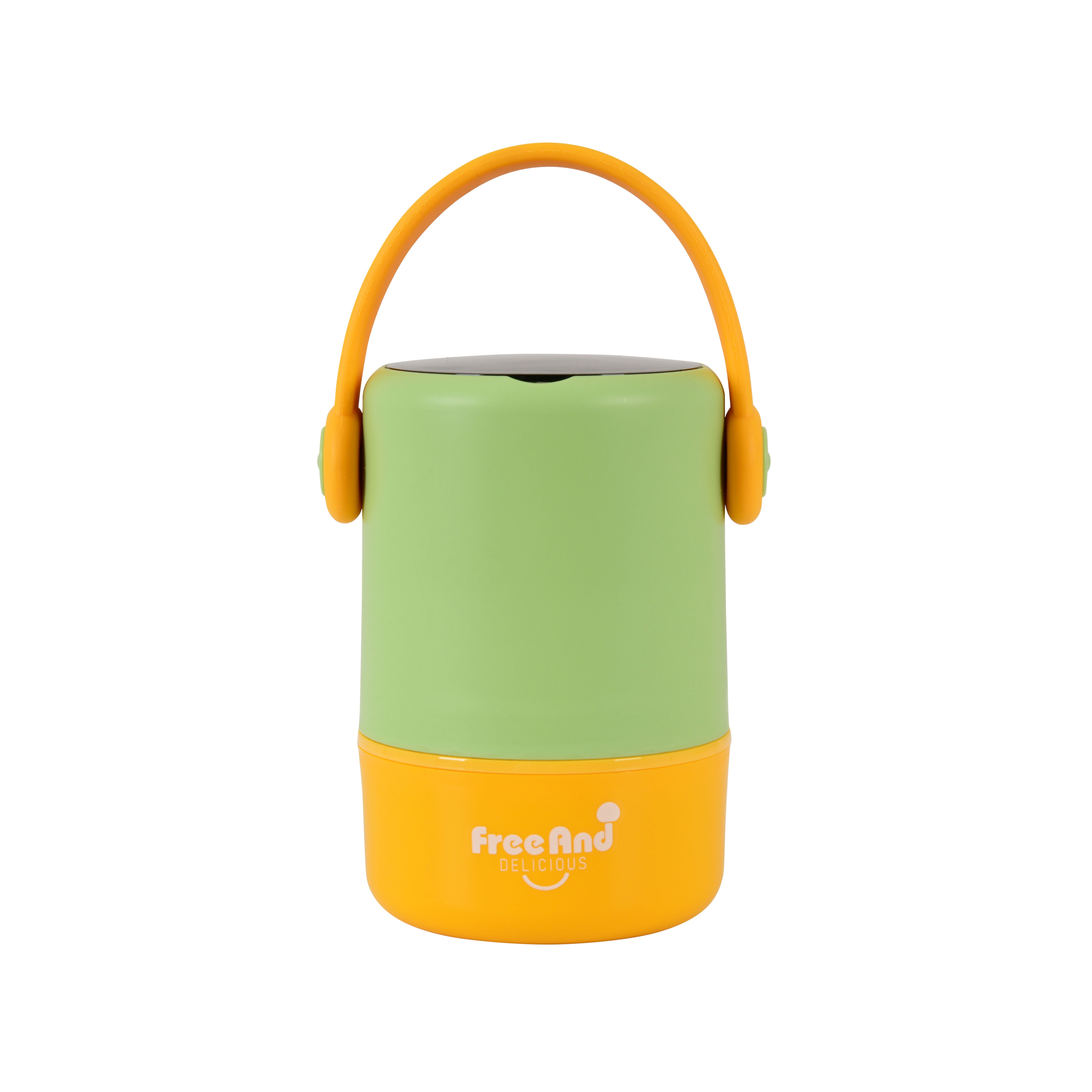 Dual Compartment Stainless Steel Lunch Box (Yellow - Green)