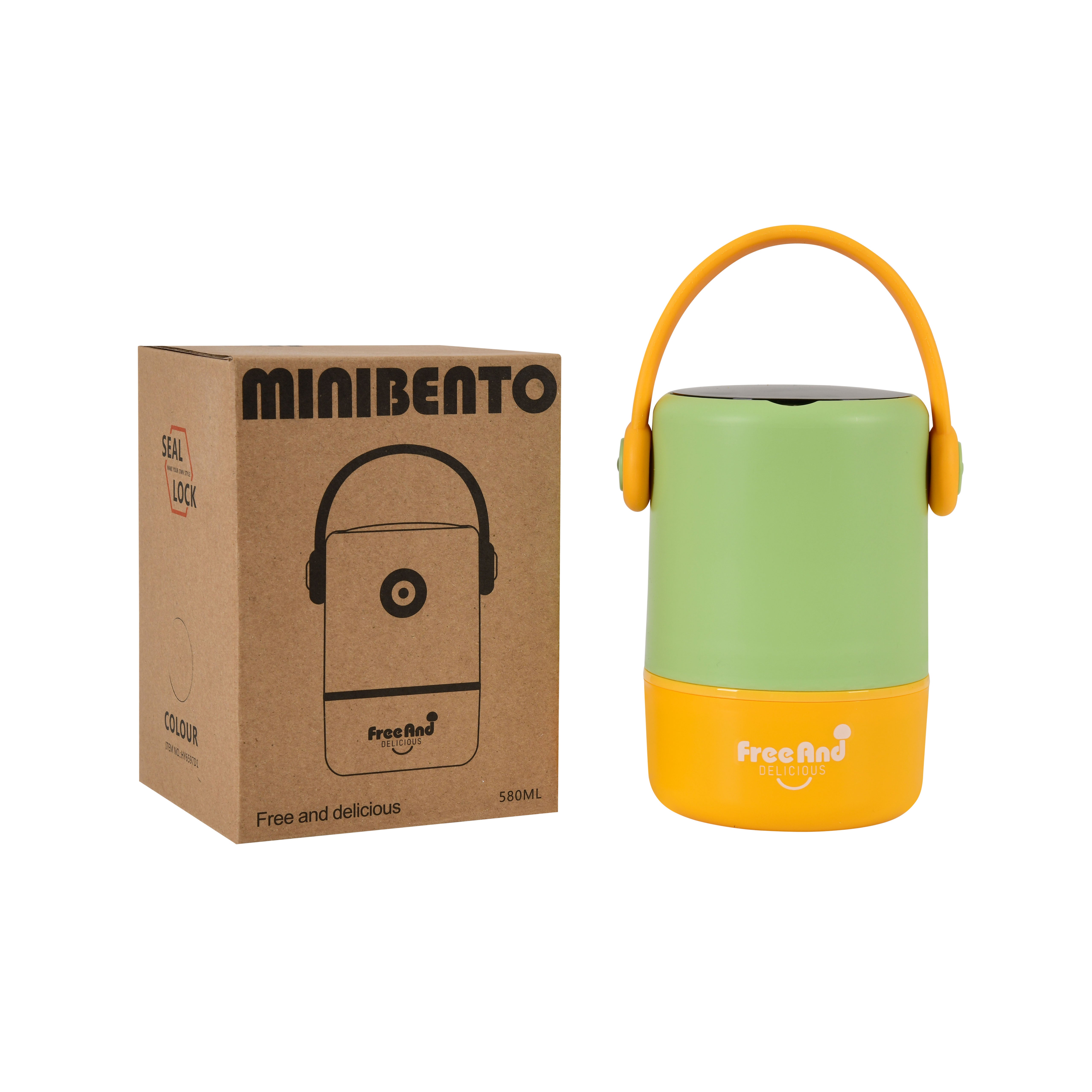 Dual Compartment Stainless Steel Lunch Box (Yellow - Green)