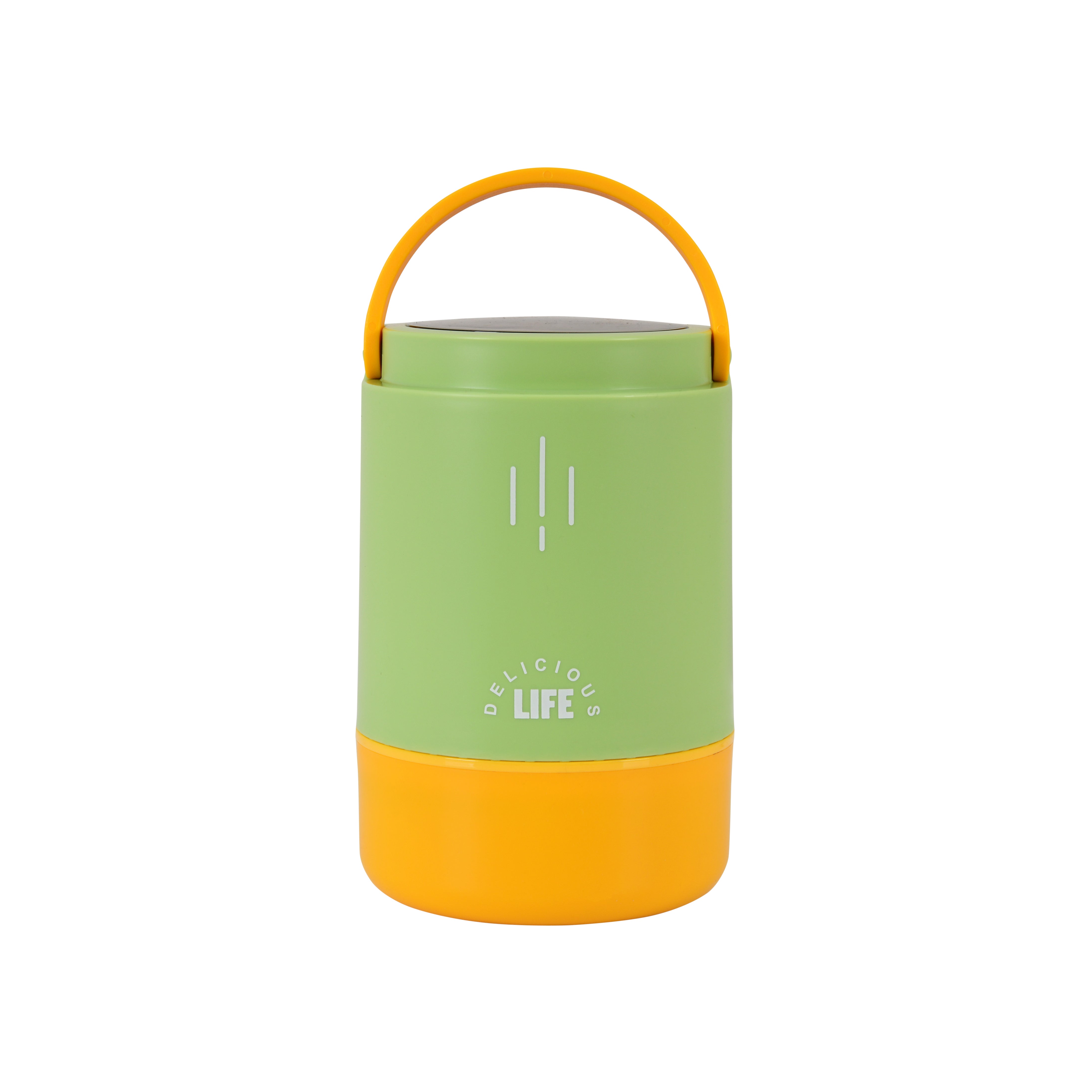 Triple Compartment Stainless Steel Lunch Box (Yellow - Green)