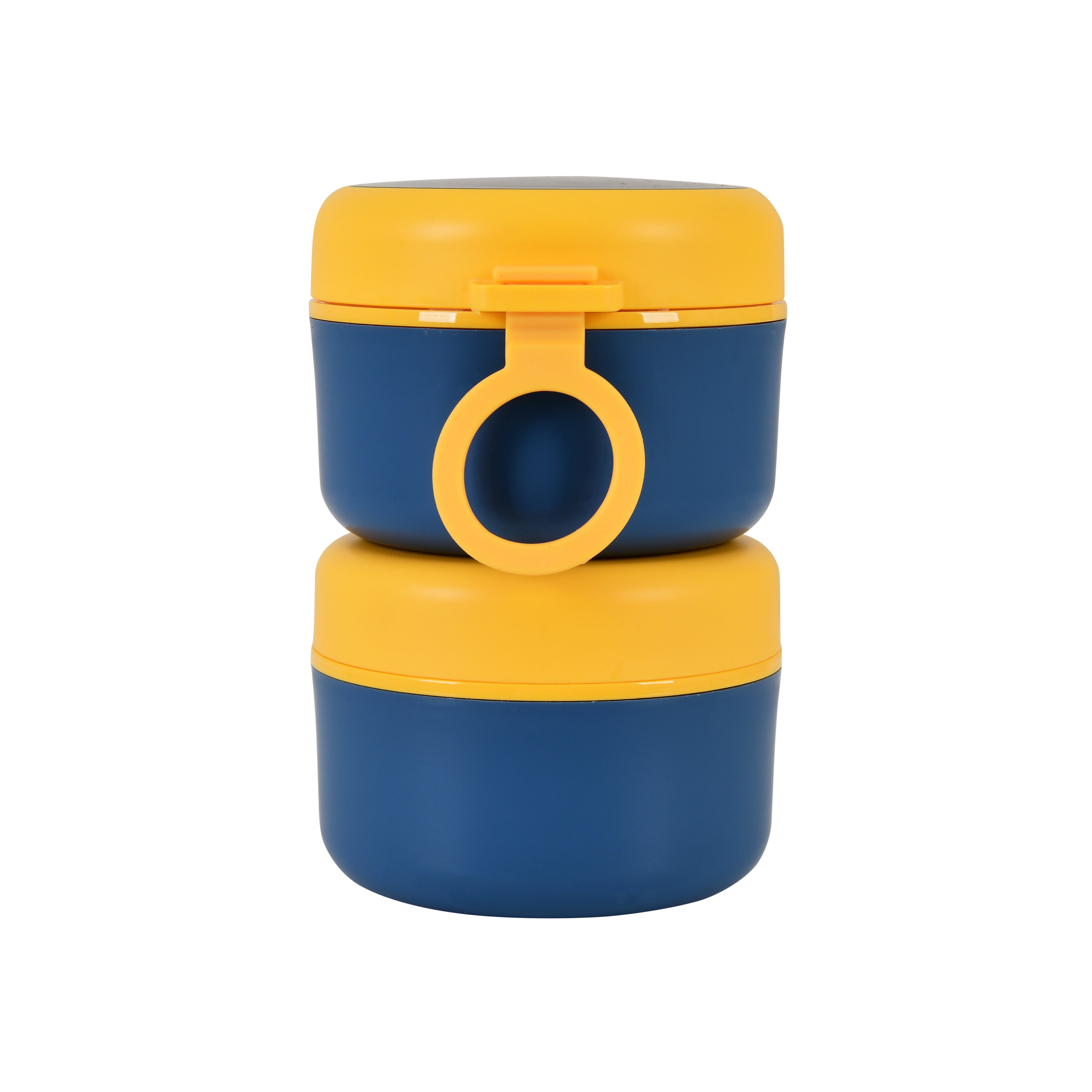 Double Compartment Stainless Steel Twist & Go Lunch Box (Blue with Yellow)