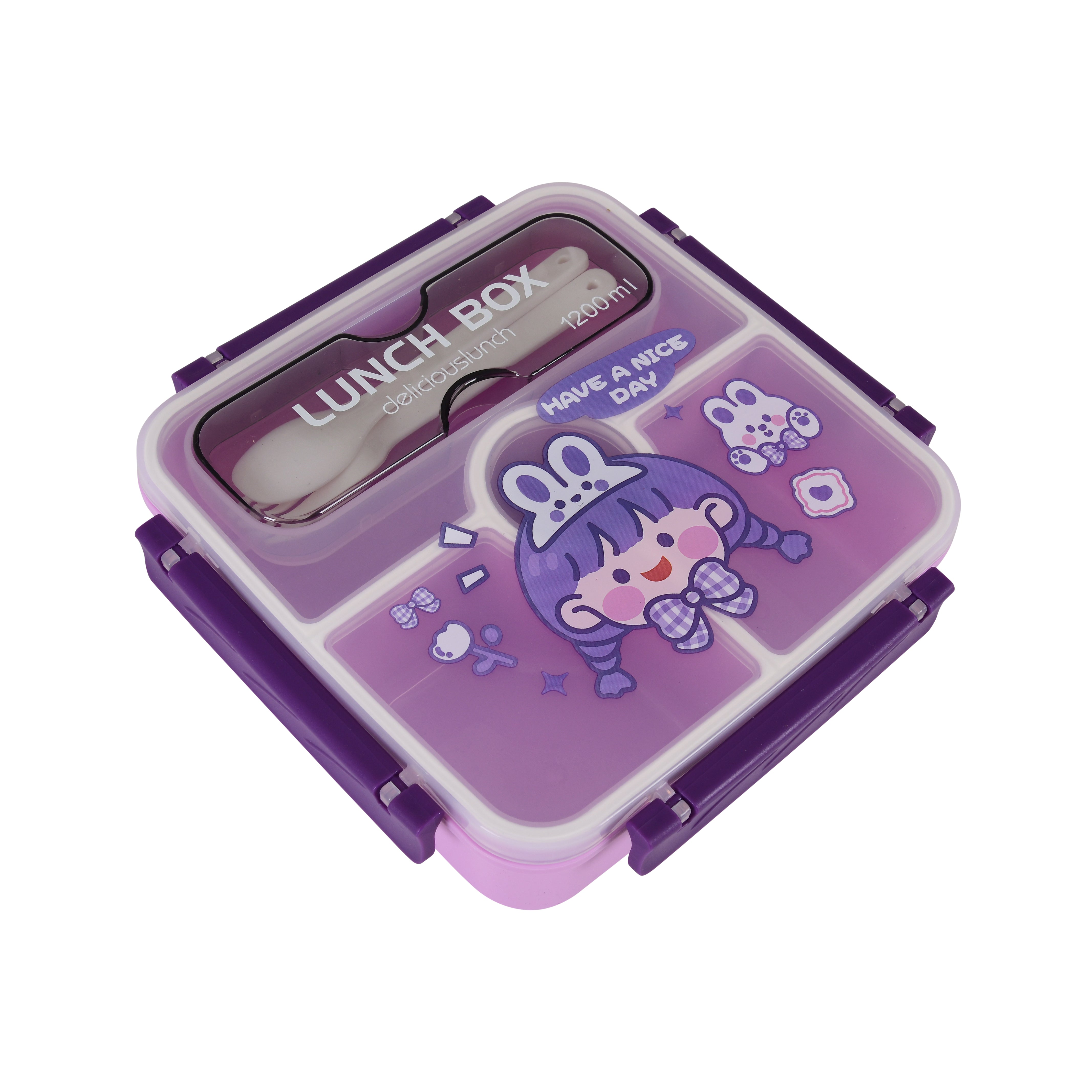 Square Silicon BPA Free Lunch Box (Purple)