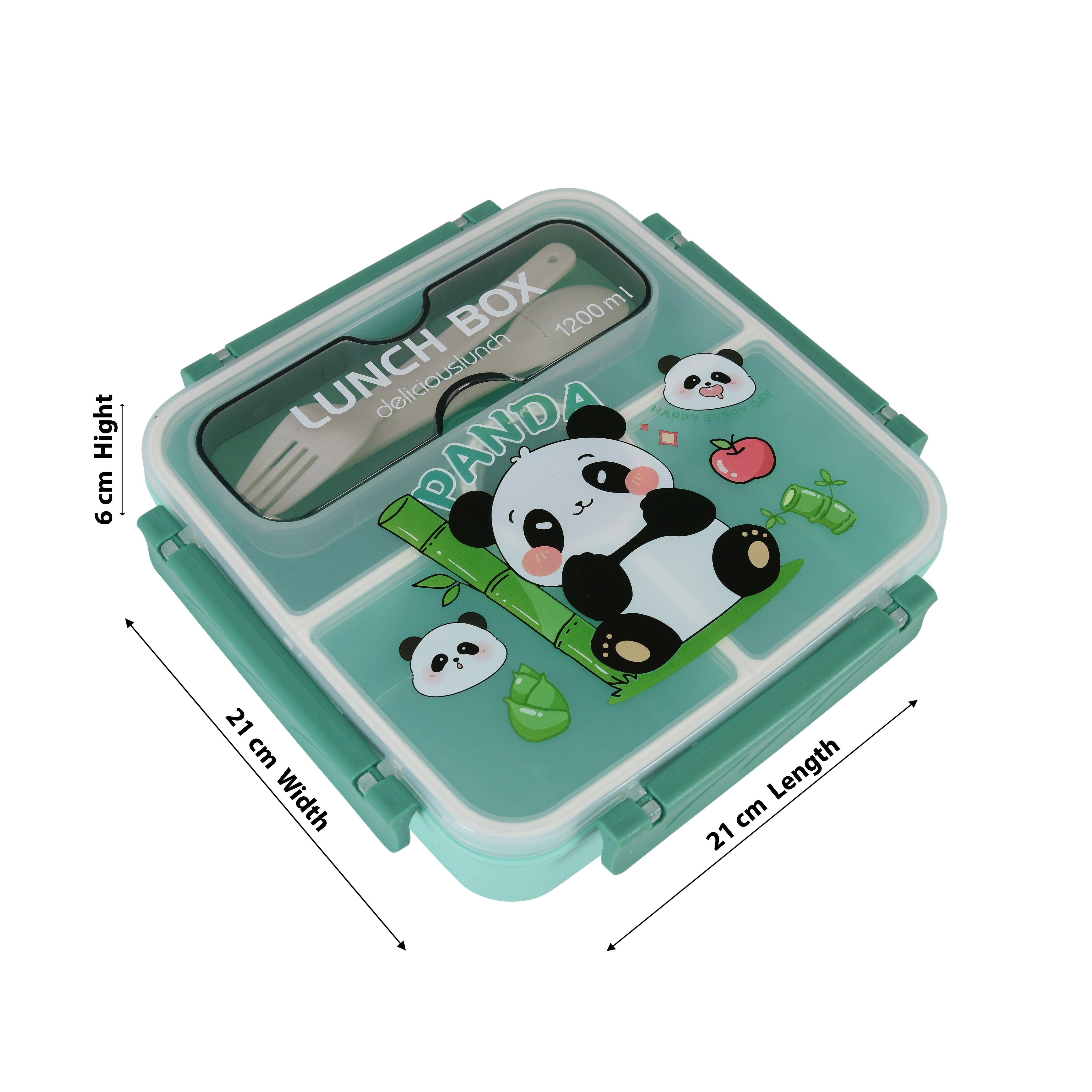 Square Silicon BPA Free Lunch Box (Green)