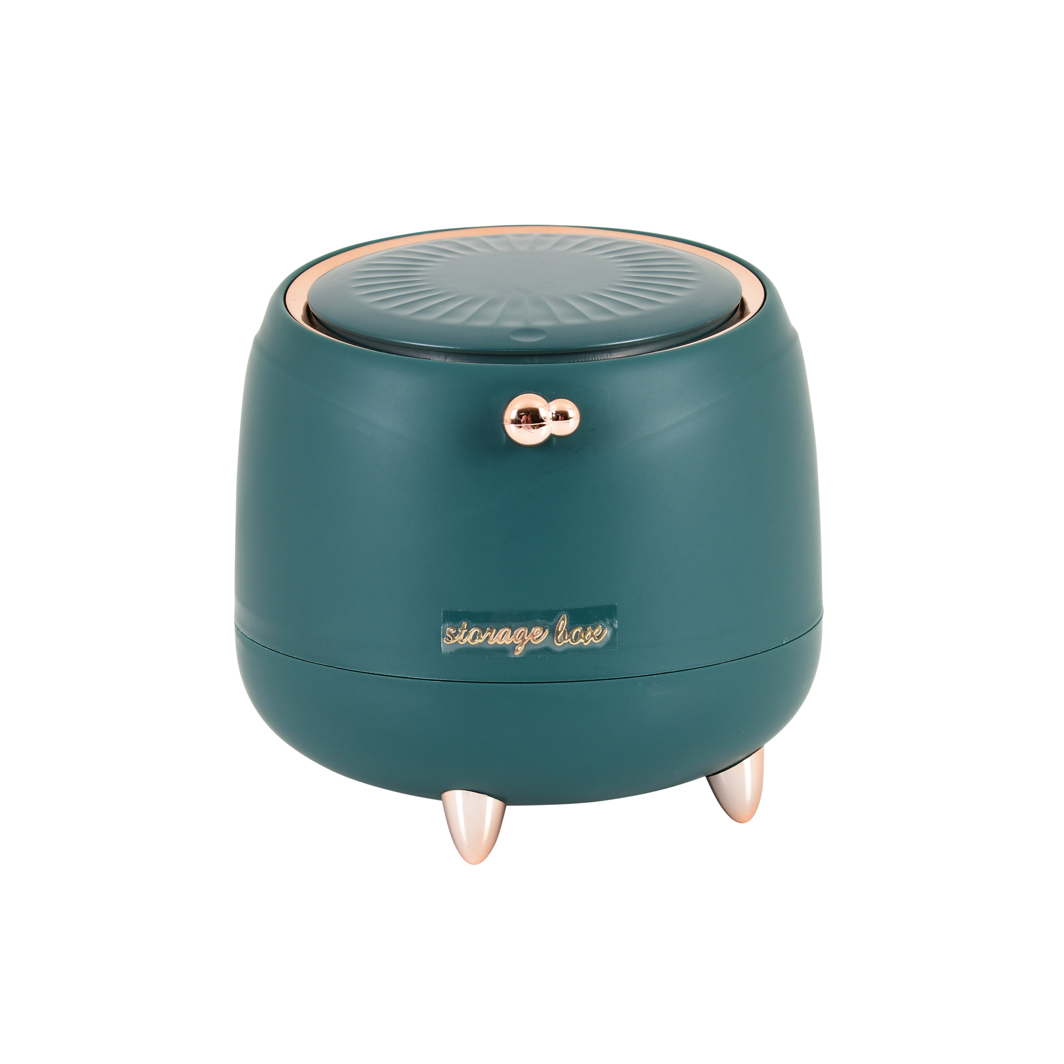 Premium Multi-Purpose Storage Box with Lid (Teal Green with Rose Gold Accents)