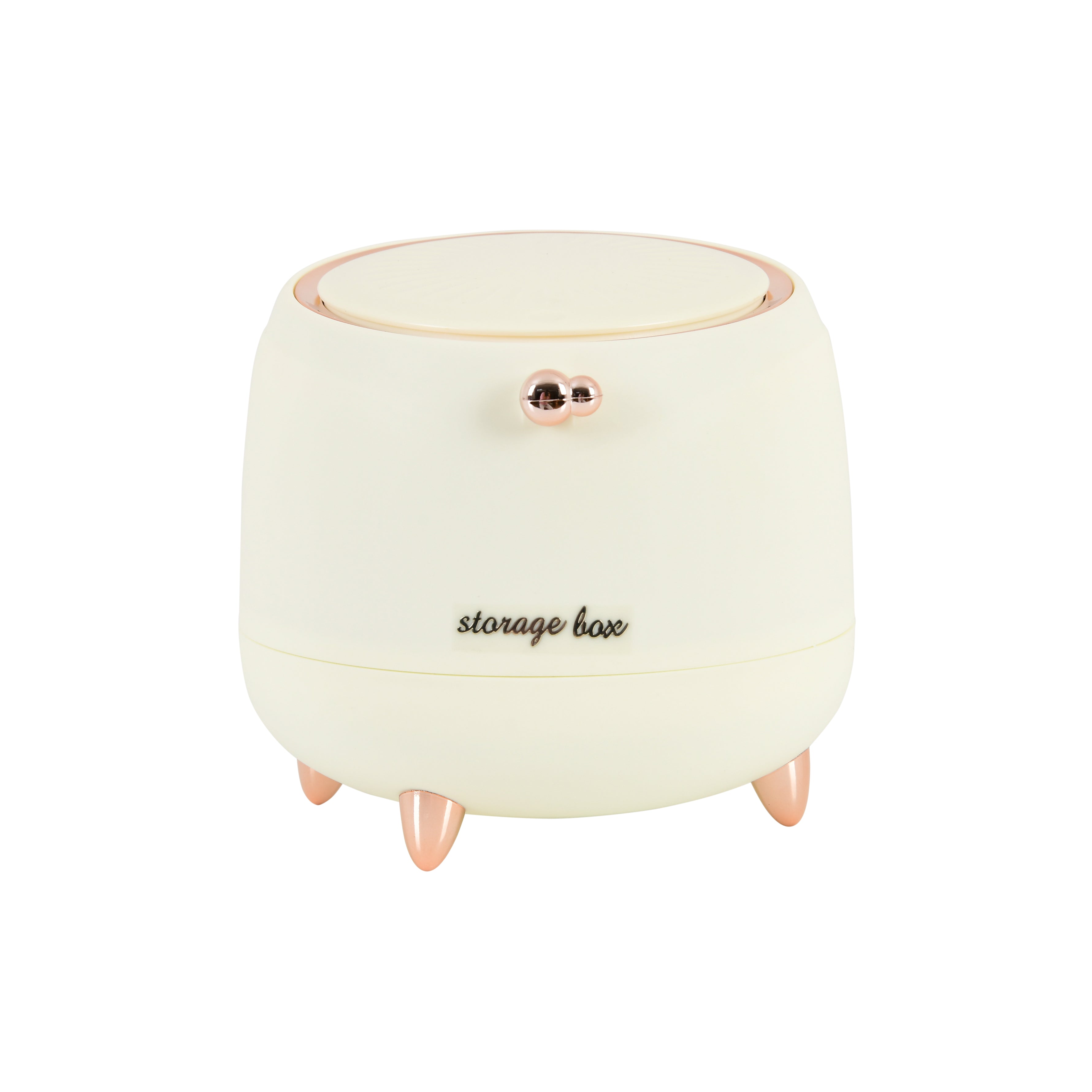 Premium Multi-Purpose Storage Box with Lid (Cream White with Rose Gold Accents)
