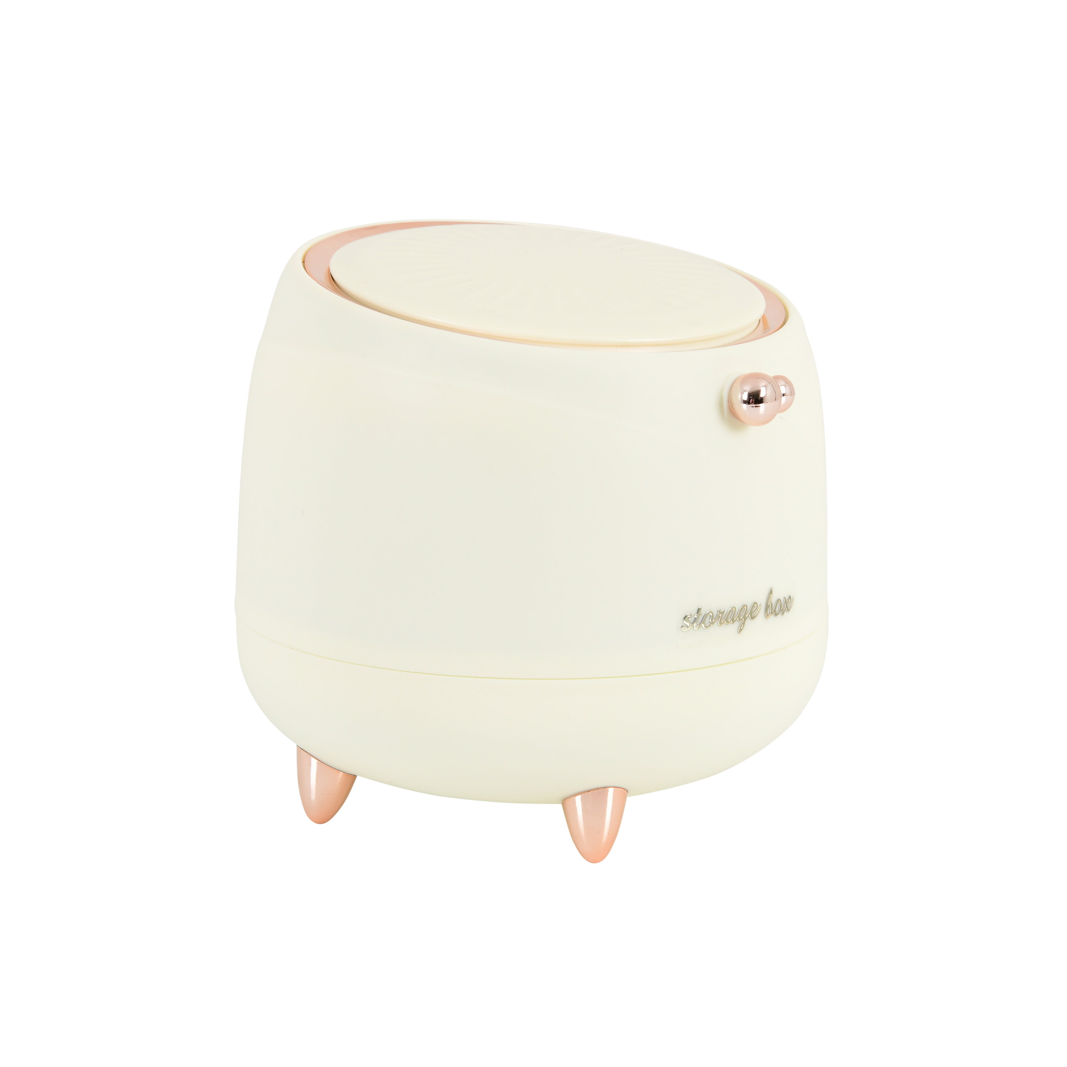 Premium Multi-Purpose Storage Box with Lid (Cream White with Rose Gold Accents)