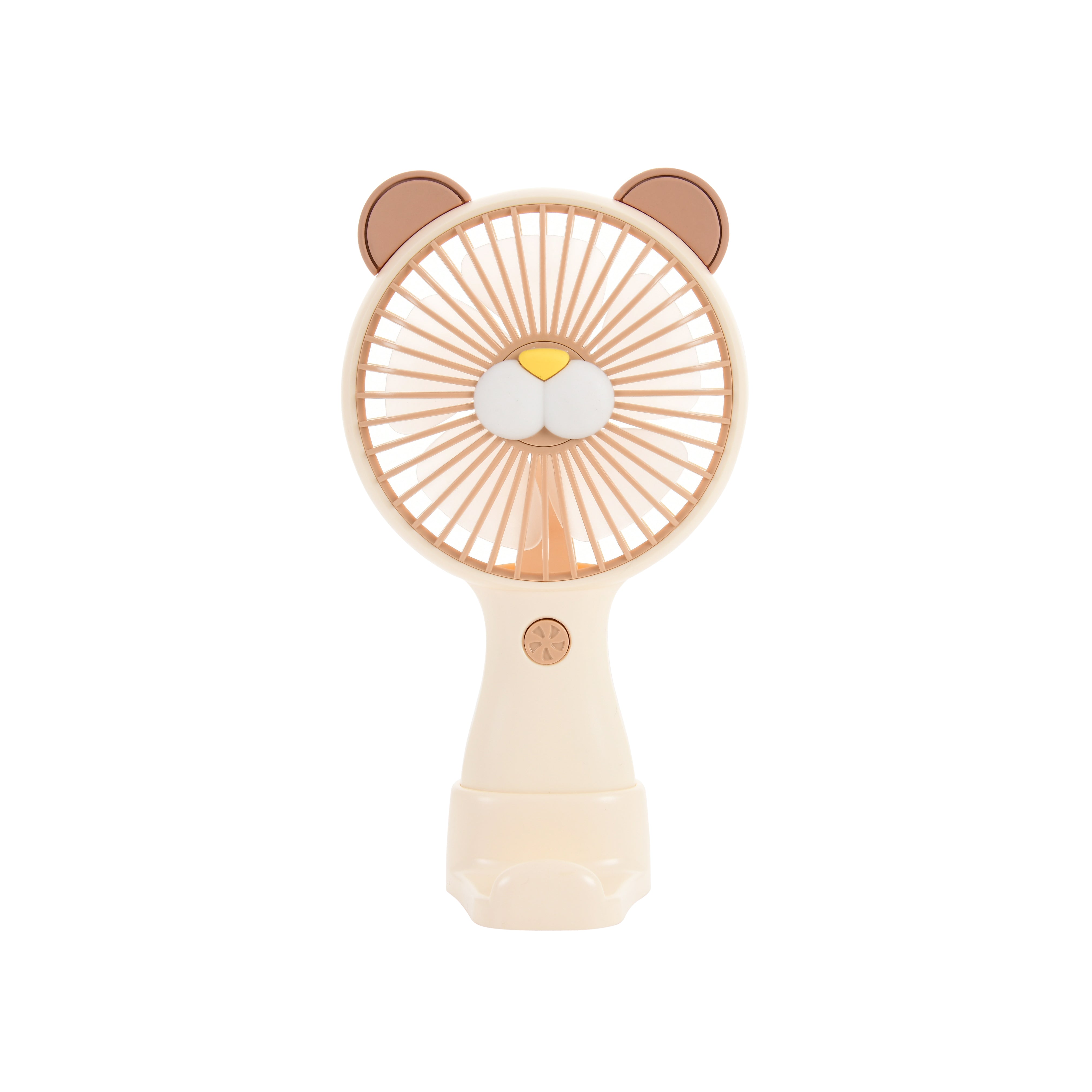 Hand Operated Teddy Mini Fan (Beige and Brown)