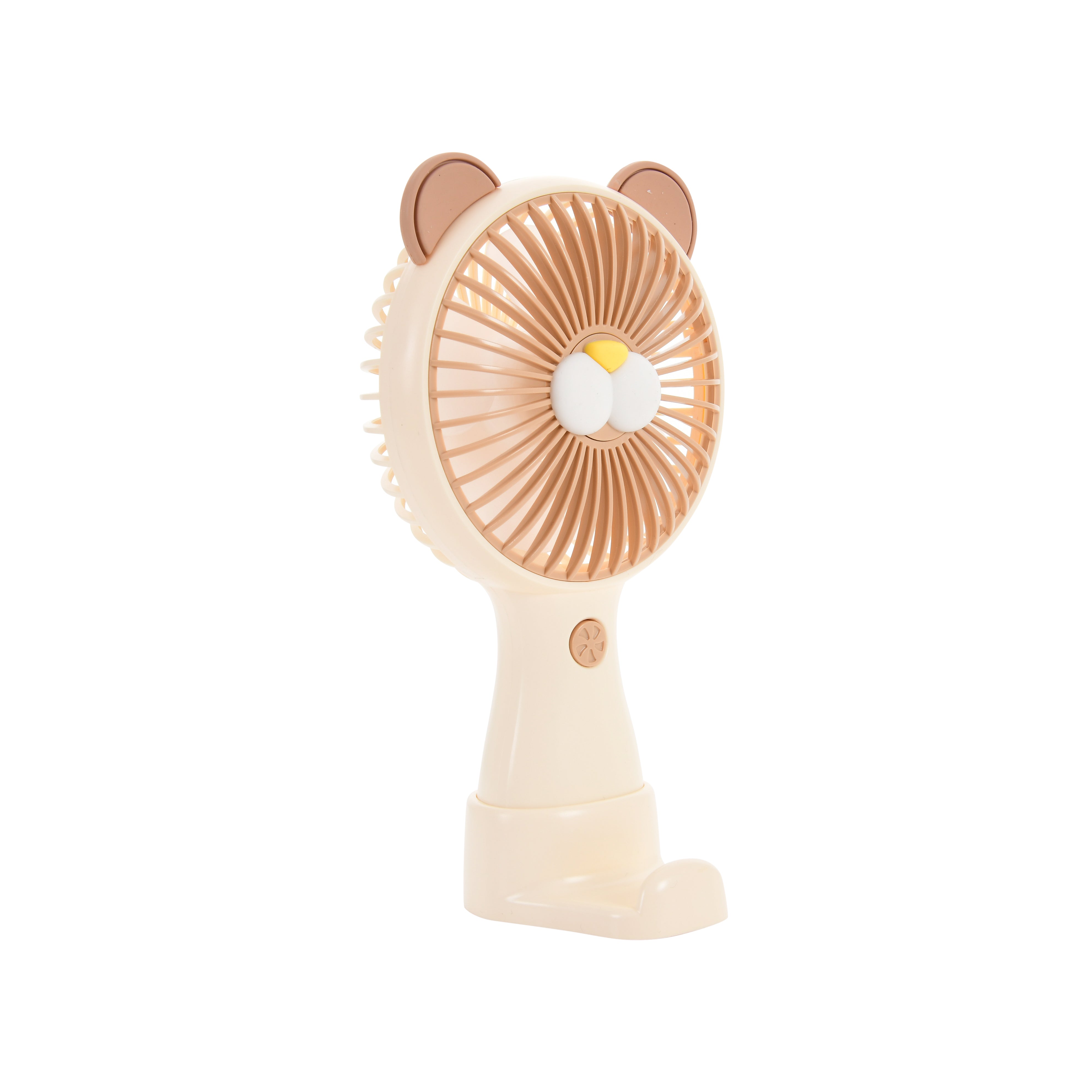 Hand Operated Teddy Mini Fan (Beige and Brown)