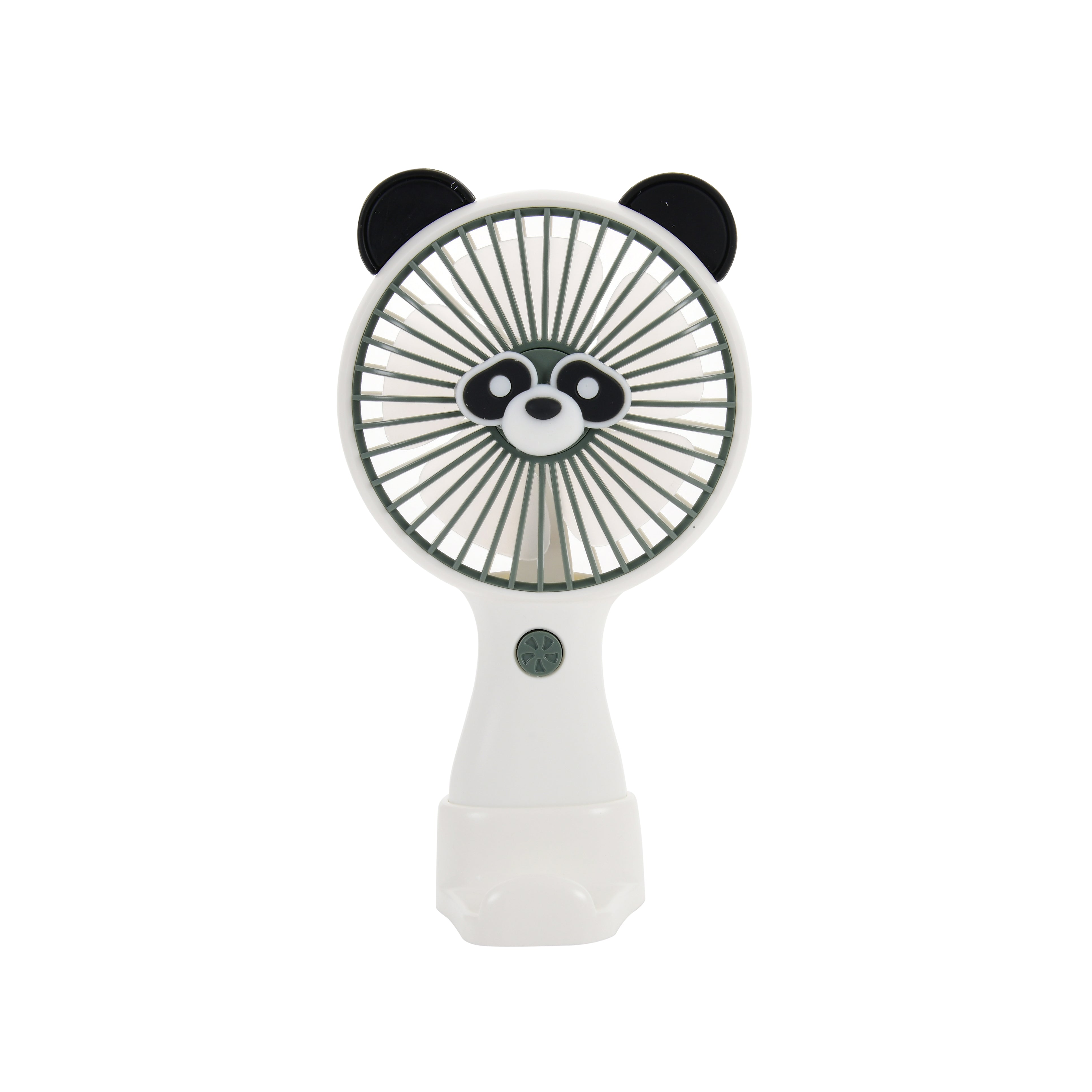 Hand Operated Teddy Mini Fan (Black and White)