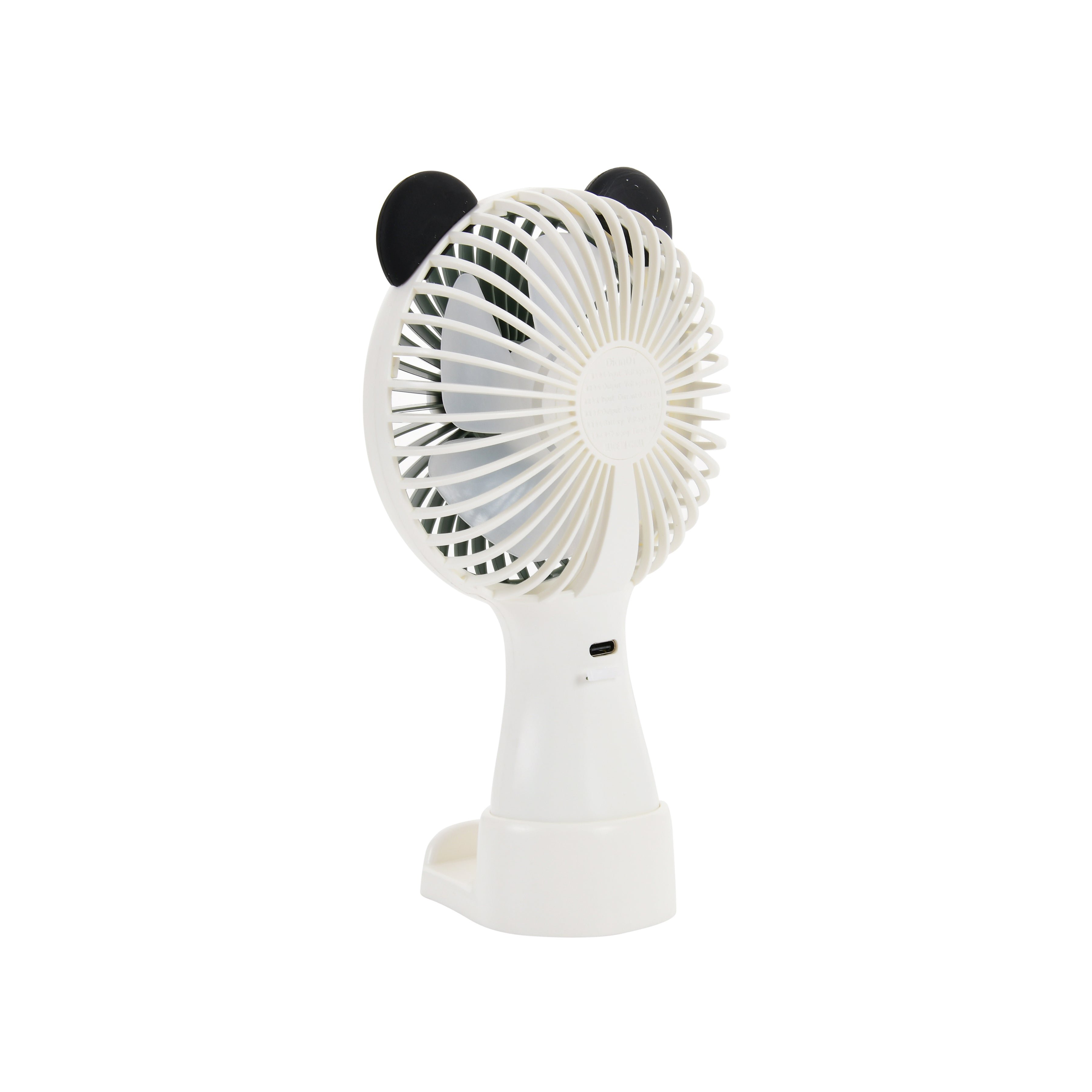 Hand Operated Teddy Mini Fan (Black and White)