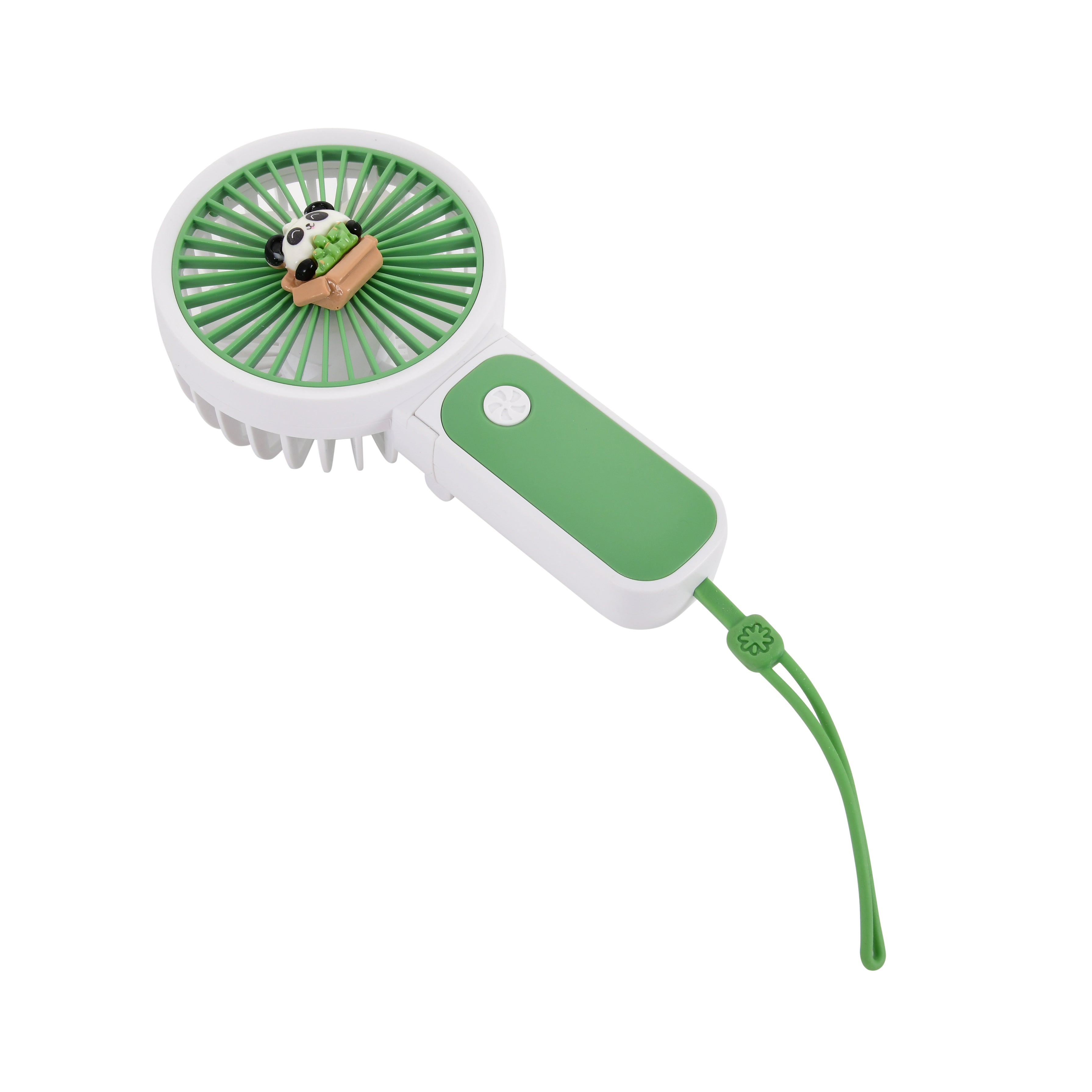 Hand Operated Mini Fans (Mint Green body with Panda Charm)