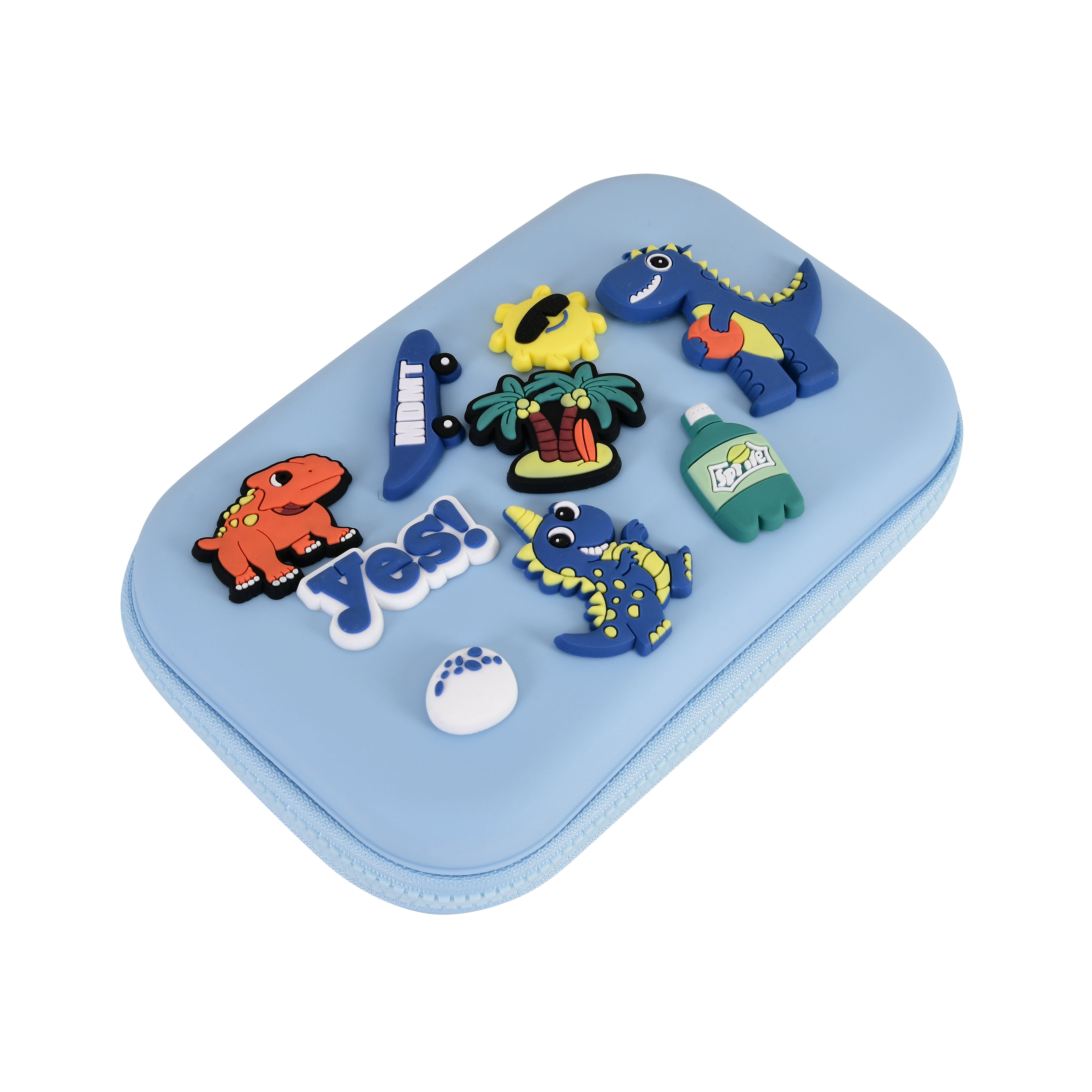 DIY Dinosaur-Themed Pencil Box (Light Blue)