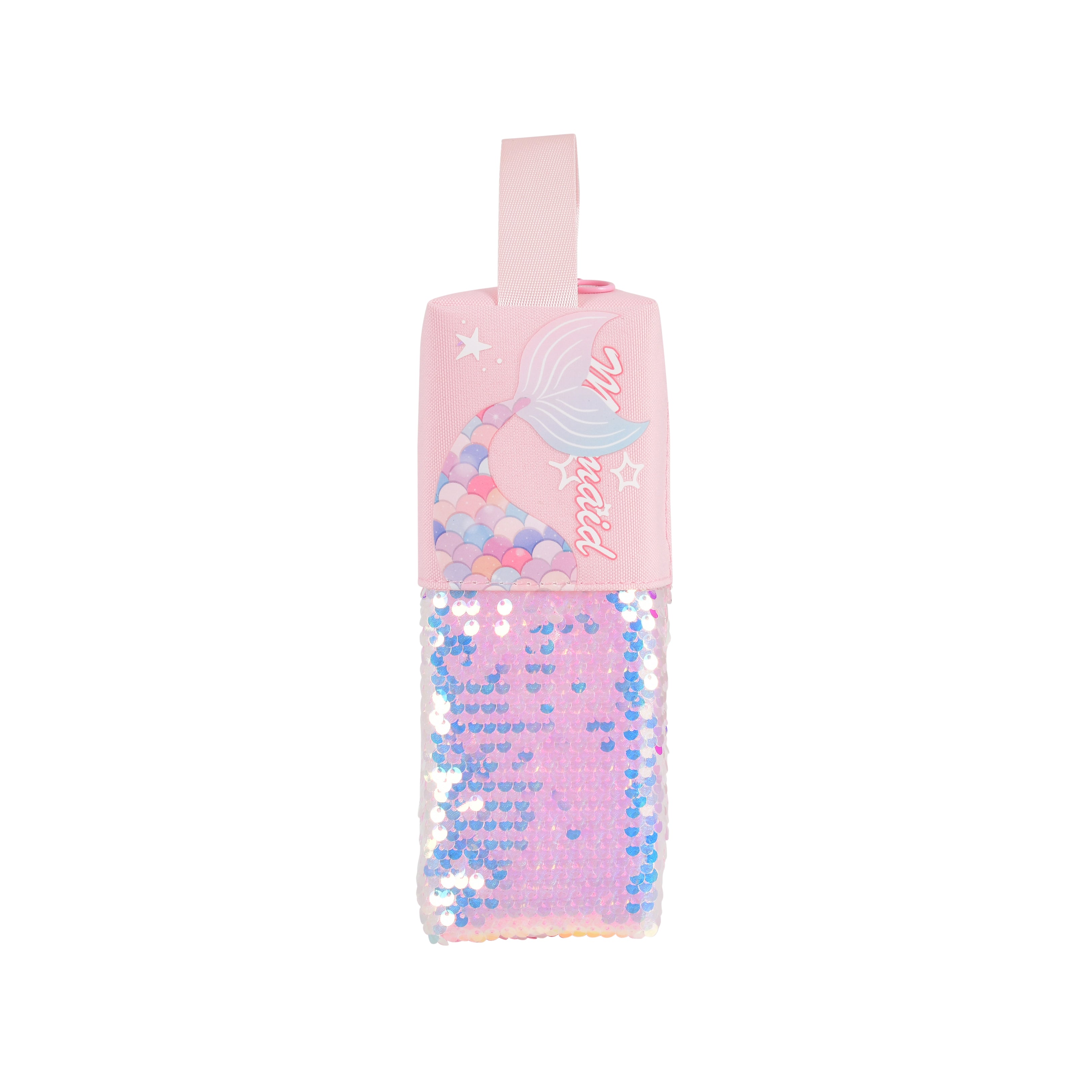 Mermaid-Themed Sequin Pencil Pouch (Pink)