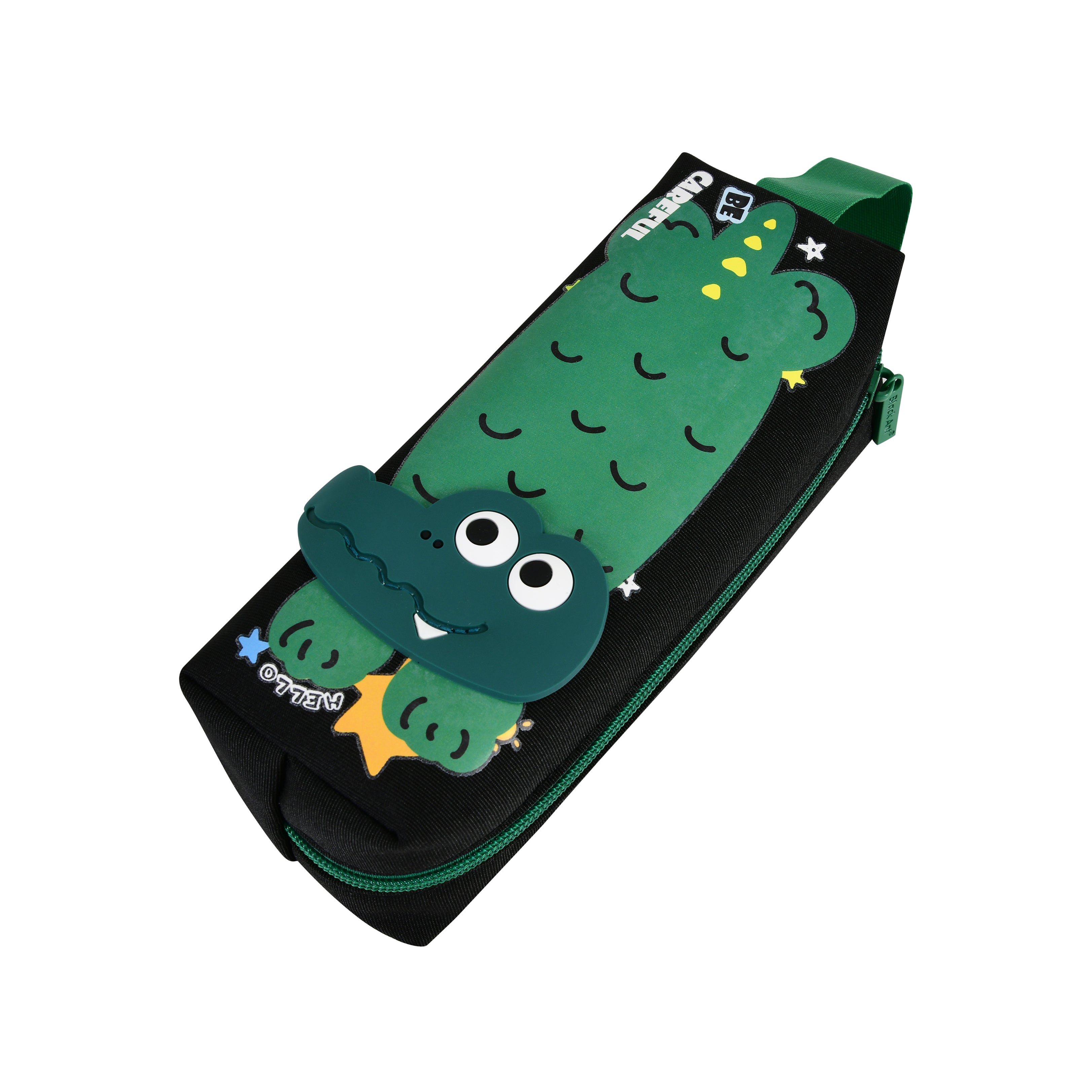 Pen/Pencil Crocodile 3d Pen/Pencil Pouch-Black & Green