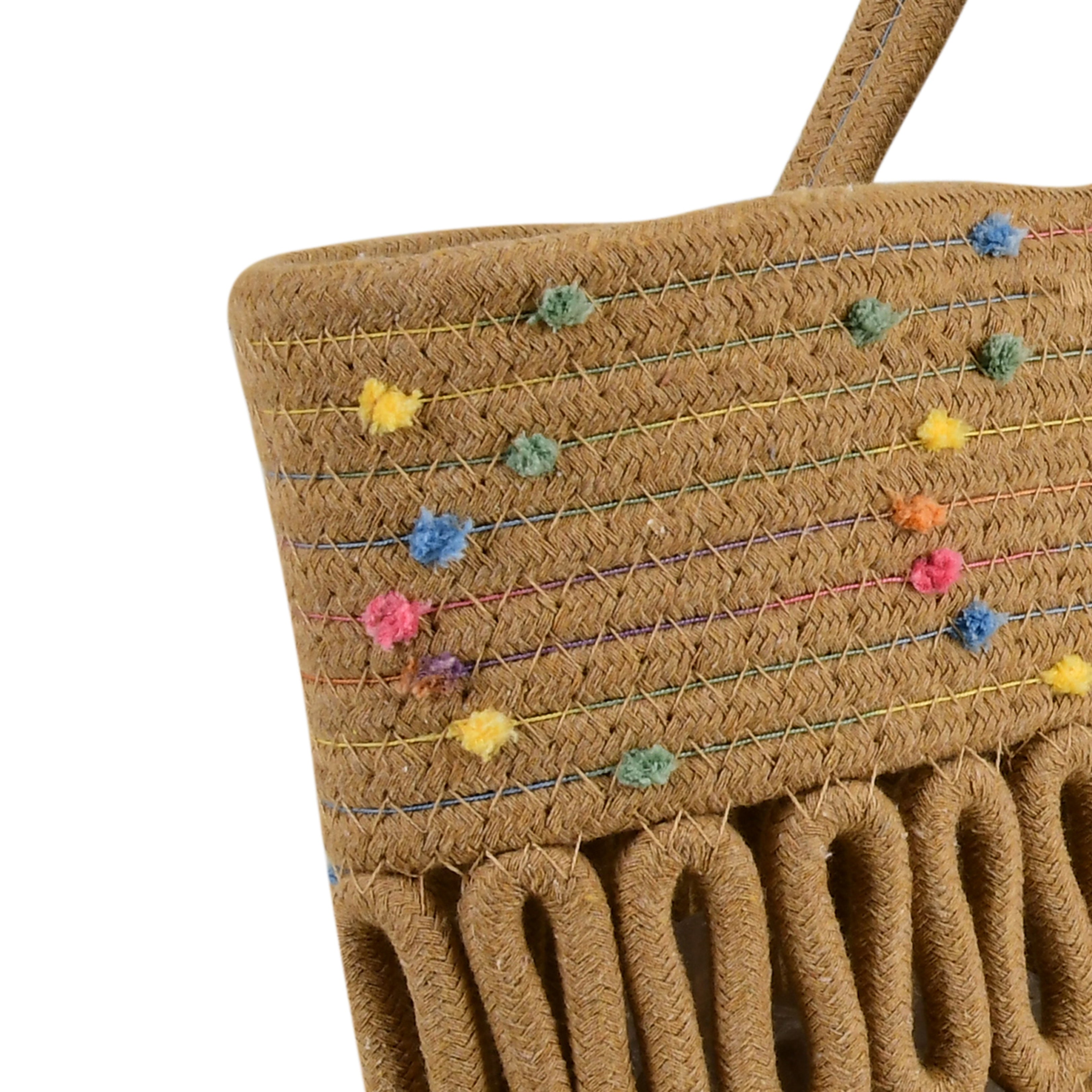 Beige Cotton Woven Tote Bag