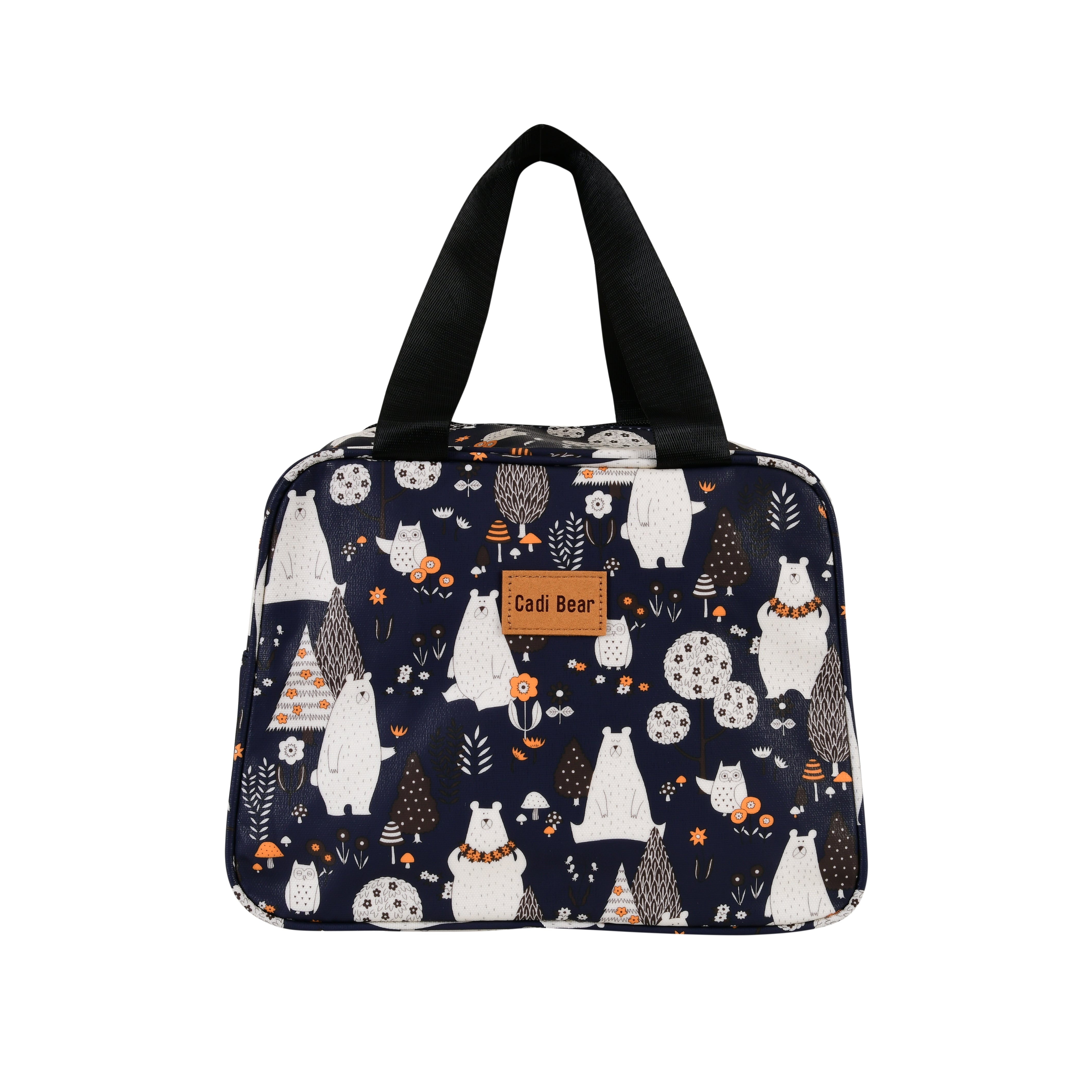 Navy Blue Polar Bear Thermal Insulated Lunch Bag