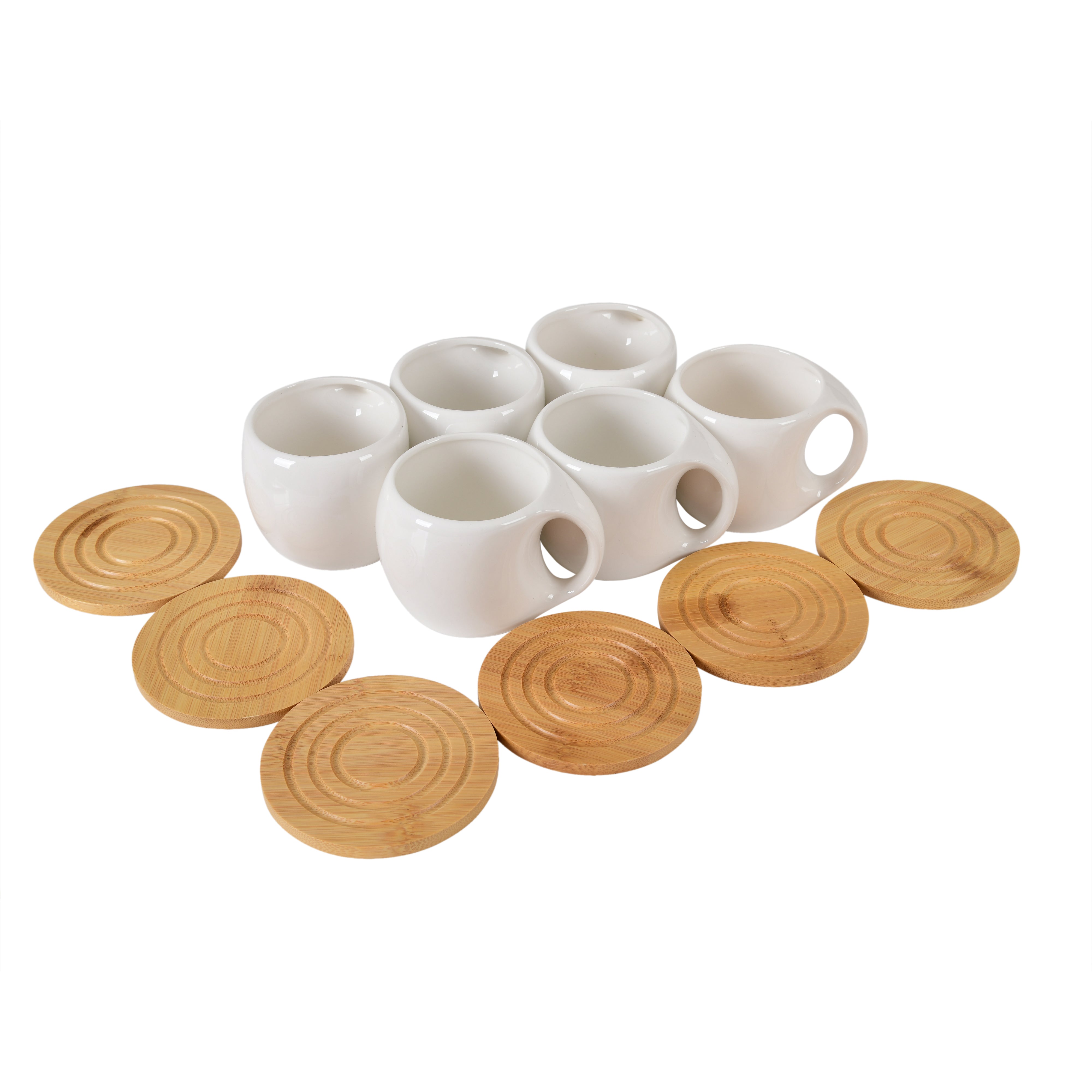 Modern White Ceramic Coffee Cup Set (Pack of 6)