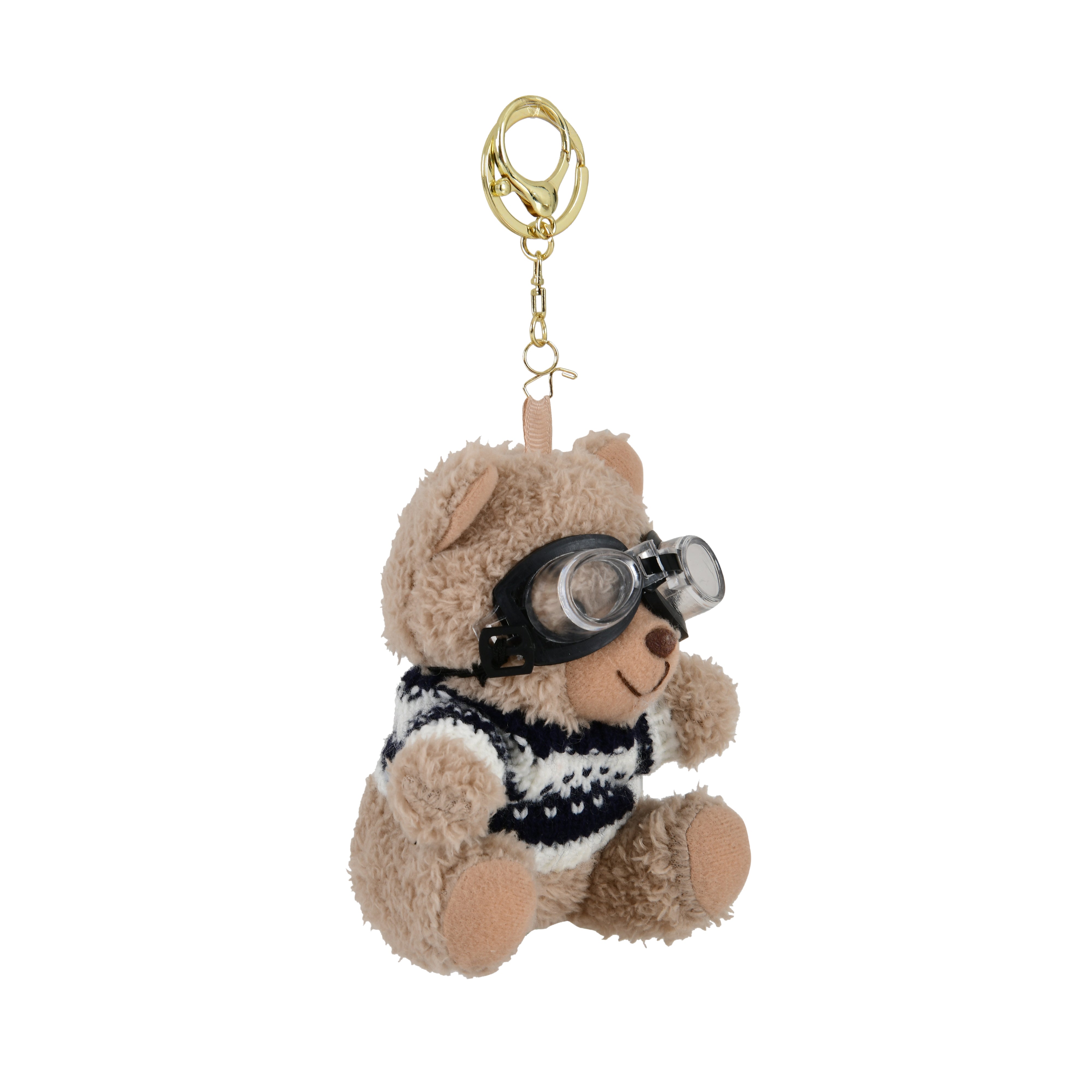 Sunglasses Teddy Keychain Beige (White Black Sweater)