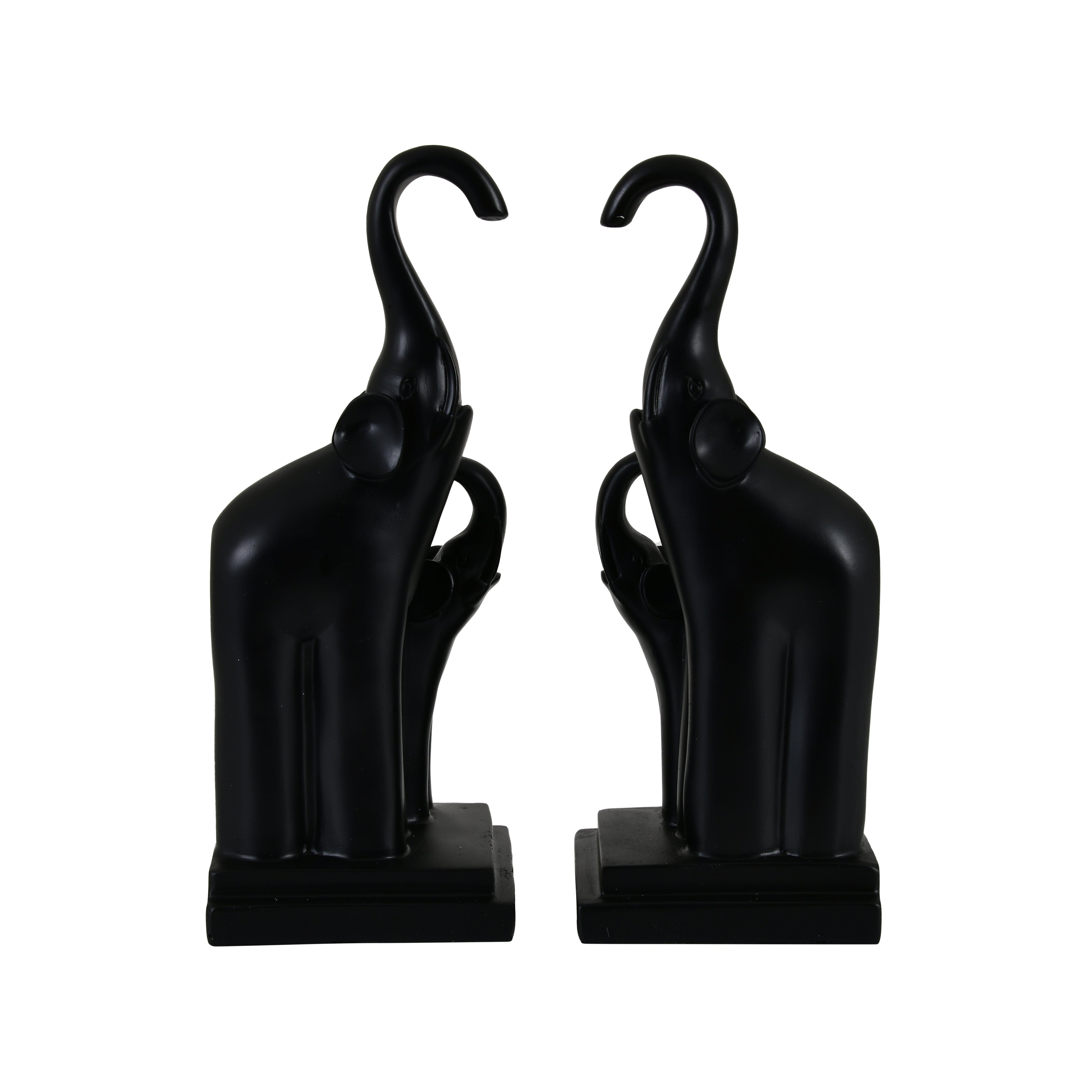 Majestic Elephant Figurines – Polyresin Decorative Bookend/Showpiece Set of 2